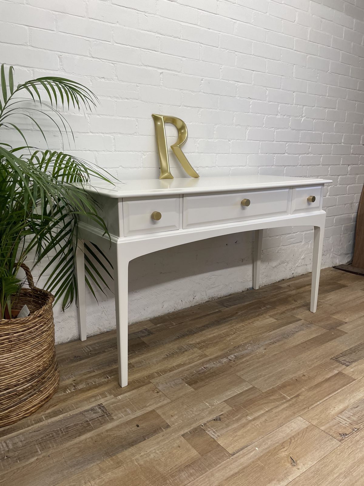 Stag Minstrel 3 Drawer Console Painted White photo vintage