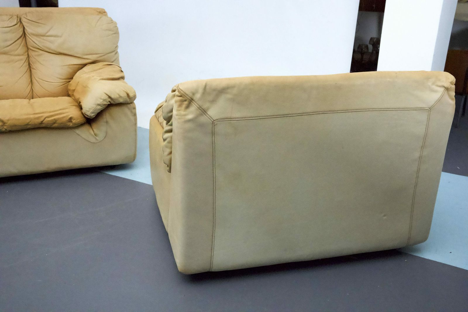 Furniture Vintage Pair Of Leather Armchairs By Ammannati And Vitelli For Brunati, Italy 1970s. photo