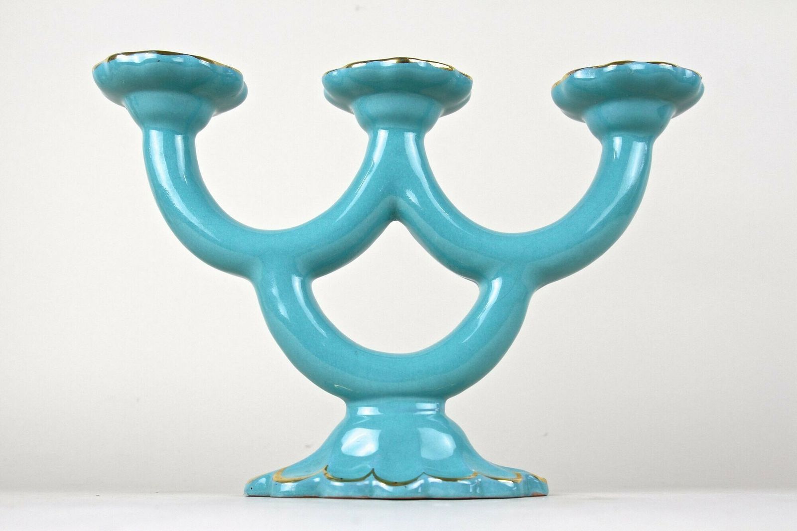 20th Century Turquoise Art Deco Ceramic Candleholder, Marked   At Ca. 1930 photo buy
