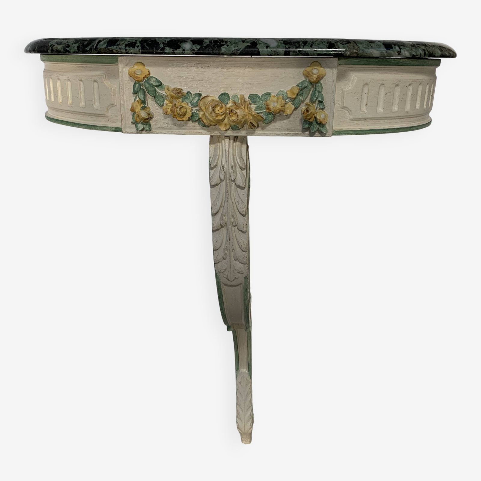Louis XVI Style Wall Console In Lacquered Wood, 20th Century