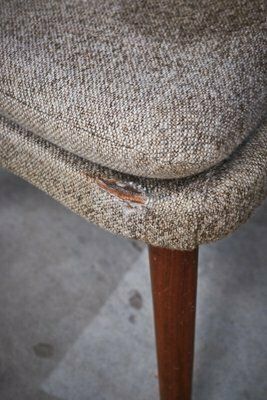 Danish Modern Wool And Teak Lounge Chair, 1960s photo vintage