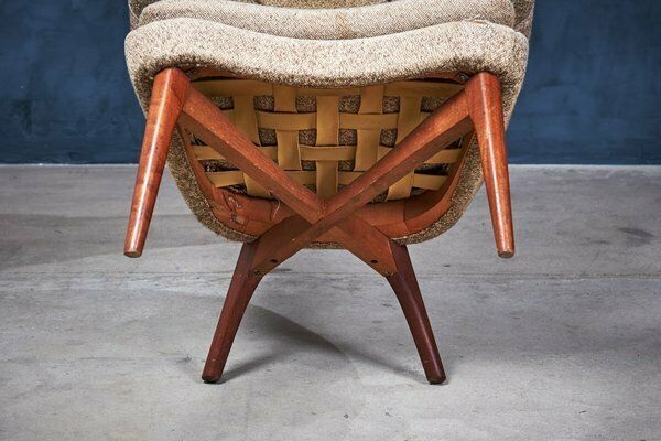photo for sale Danish Modern Wool And Teak Lounge Chair, 1960s