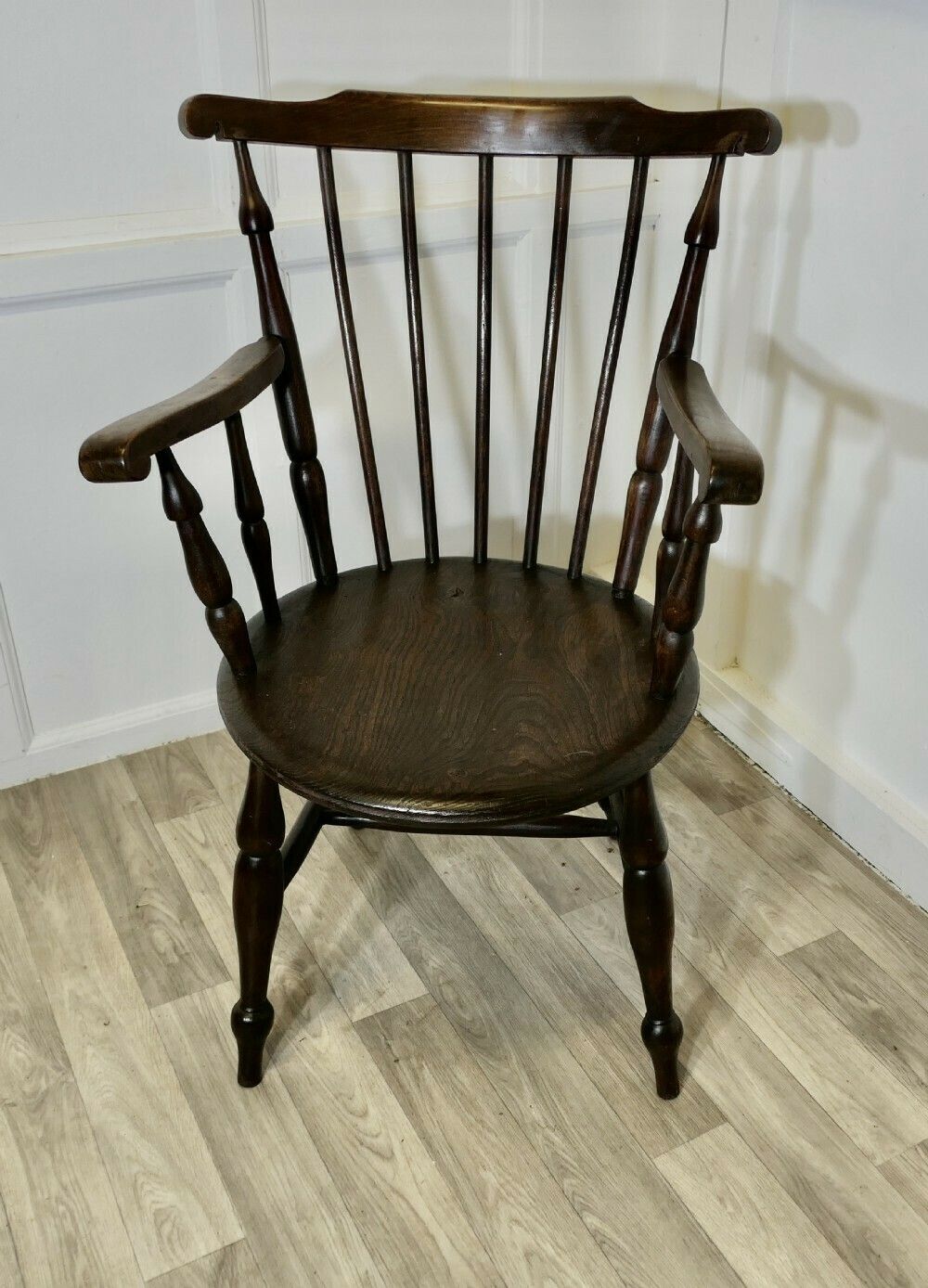 19th Century Windsor Country Penny Seat Carver Chair