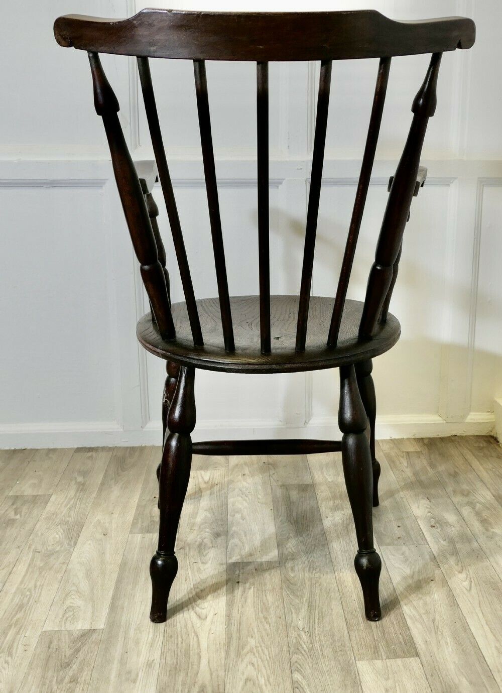 19th Century Windsor Country Penny Seat Carver Chair photo Furniture