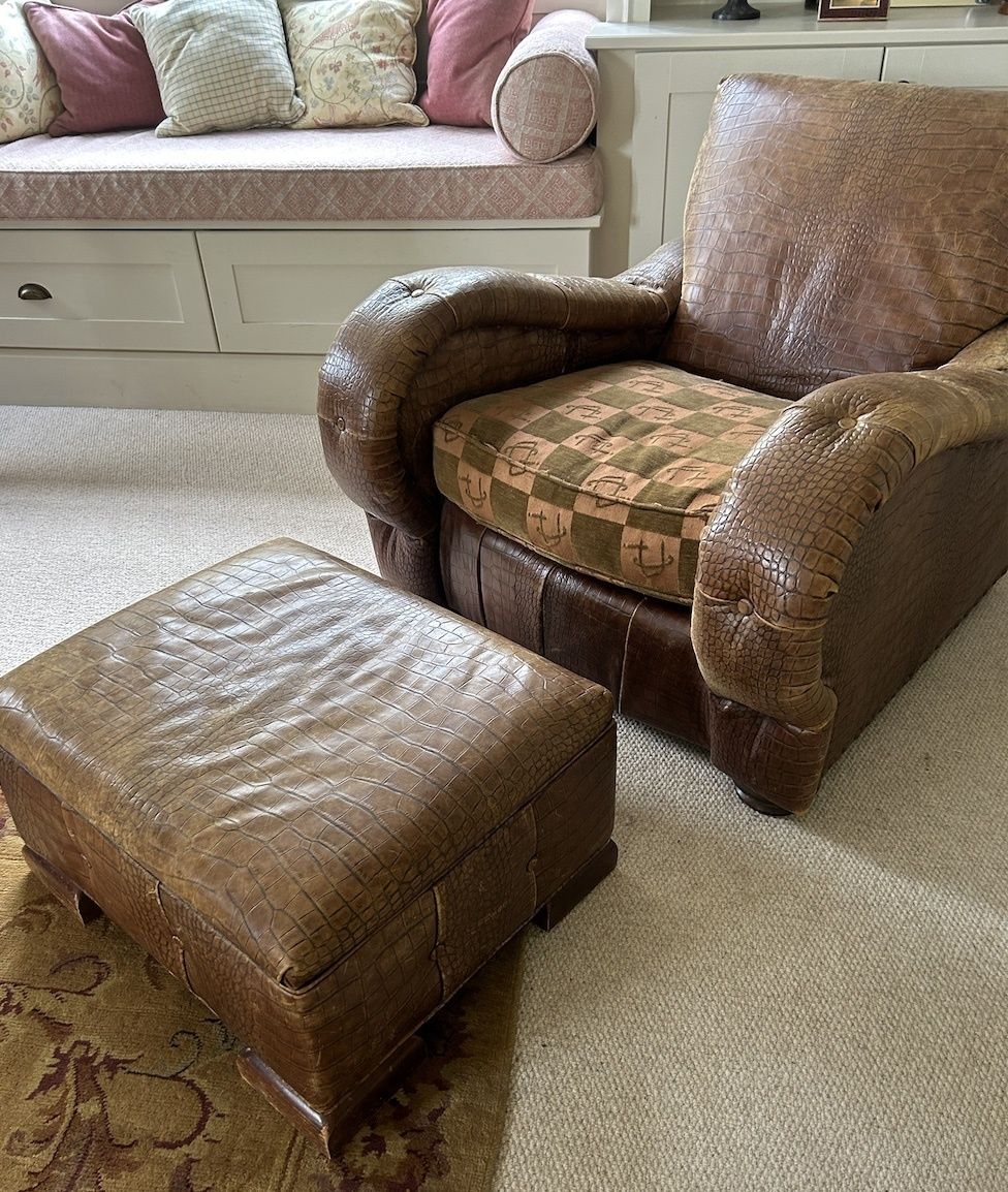 Mid Century William Alan Cigar Print Arm Chair photo Furniture
