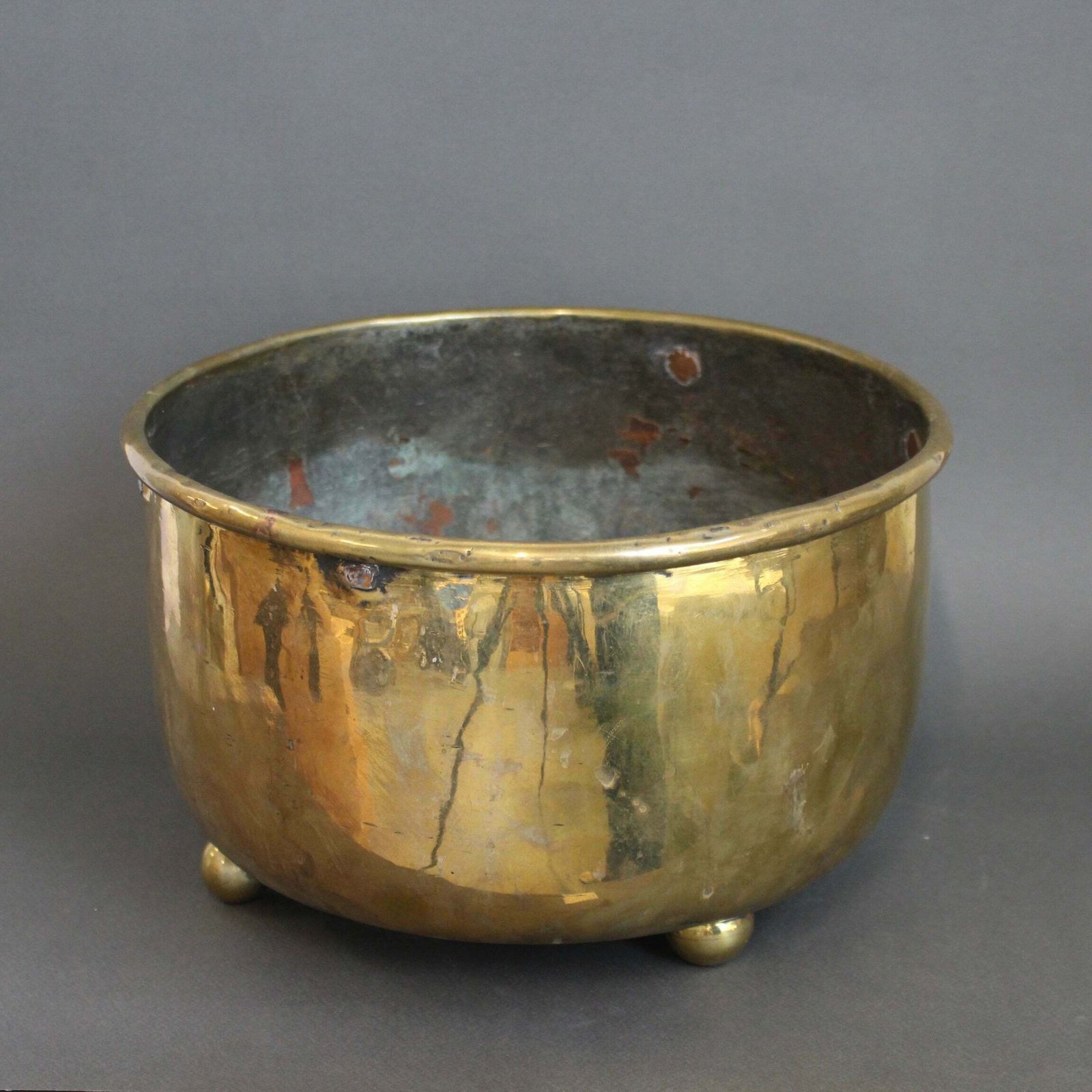 Antique French Brass Cachepot (Circa 1700s) photo for sale