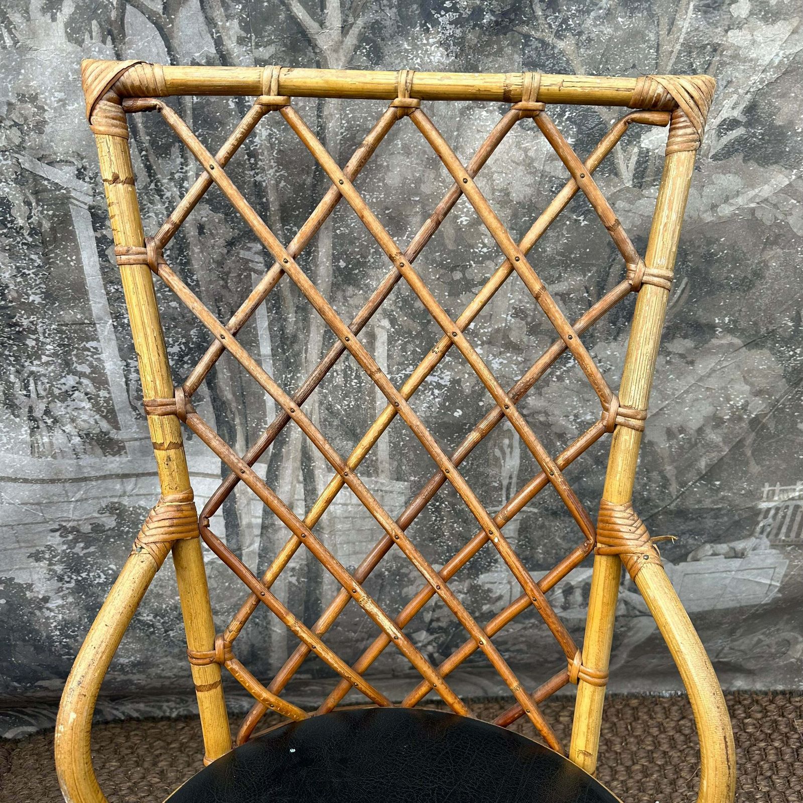Vintage French Mid Century Bamboo Dining Chairs – Set Of 5, 1960s Authentic photo furniture
