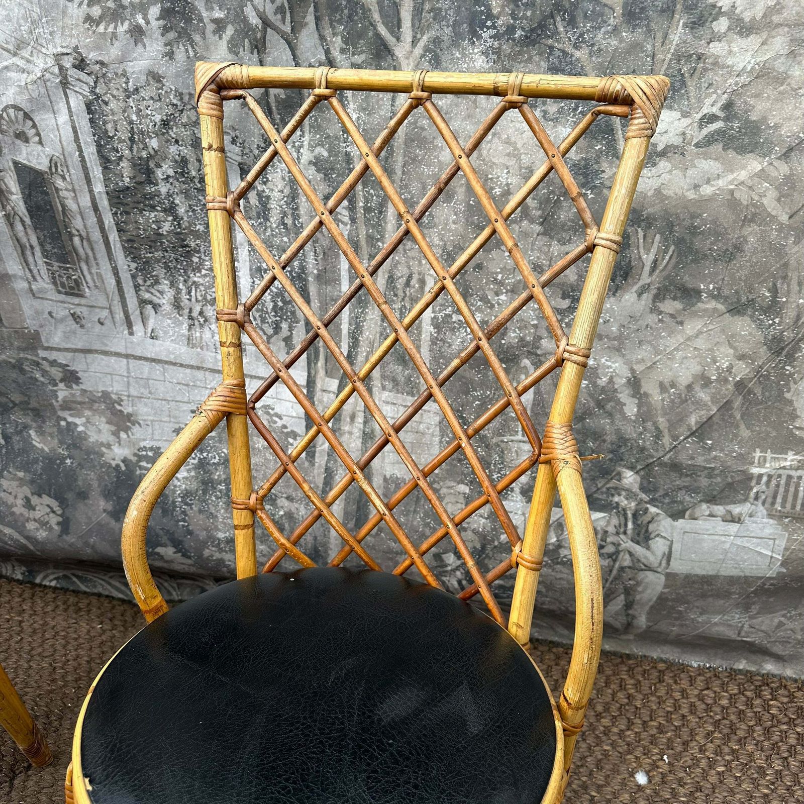 Vintage French Mid Century Bamboo Dining Chairs – Set Of 5, 1960s Authentic photo 917.0