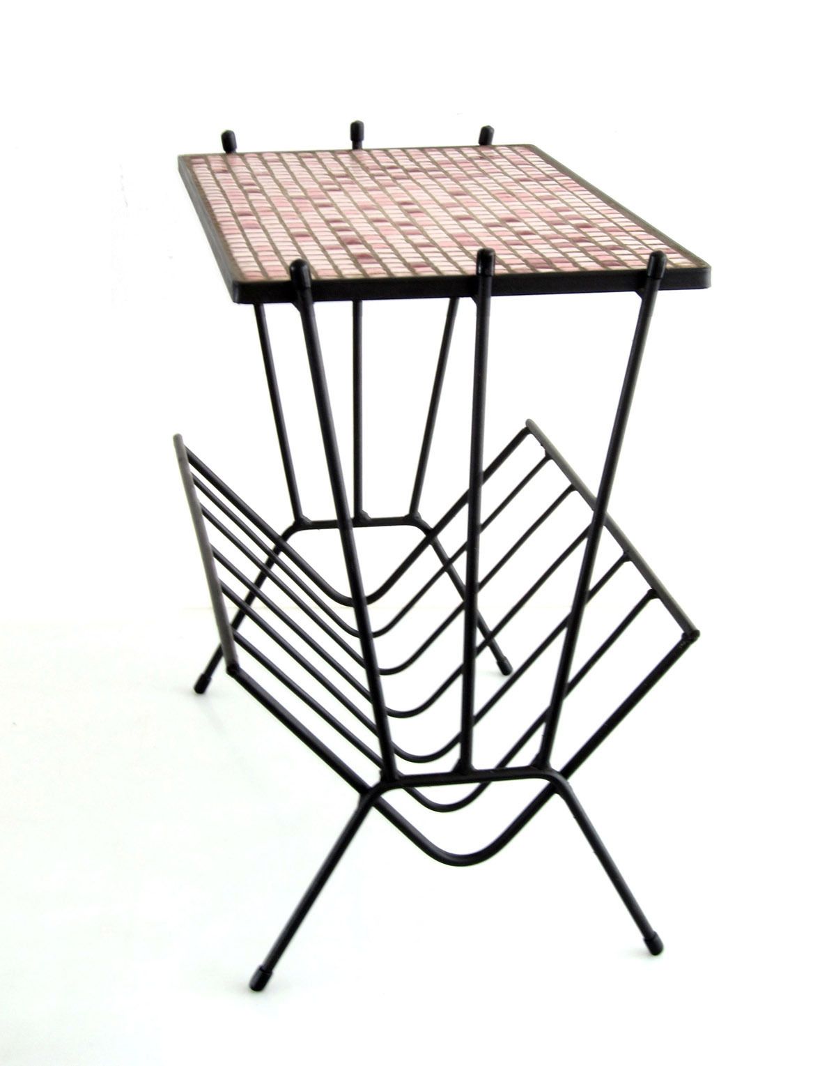 Sixties Vintage Mid Century Mosaic Table Magazine Holder photo furniture
