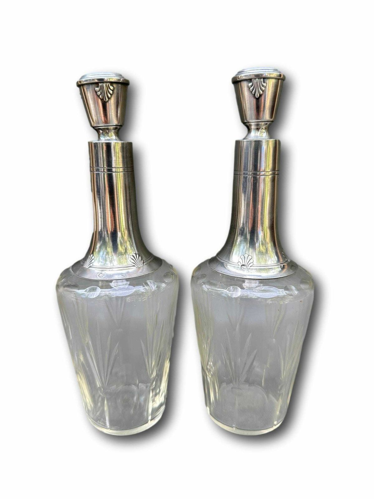 Antique French Liqueur Service Decanter Silver Glass Crystal Gift For Him photo Home Decor