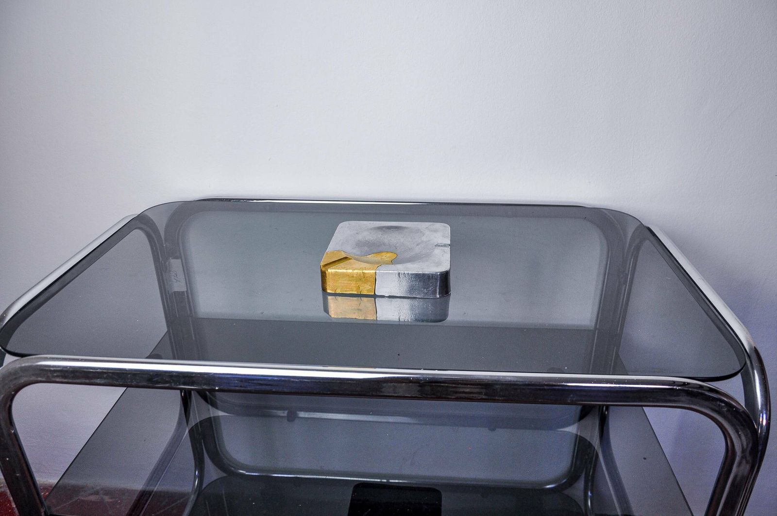 Brutalist Ashtray By Art3, Brass And Aluminum, Spain, 1970 photo buy