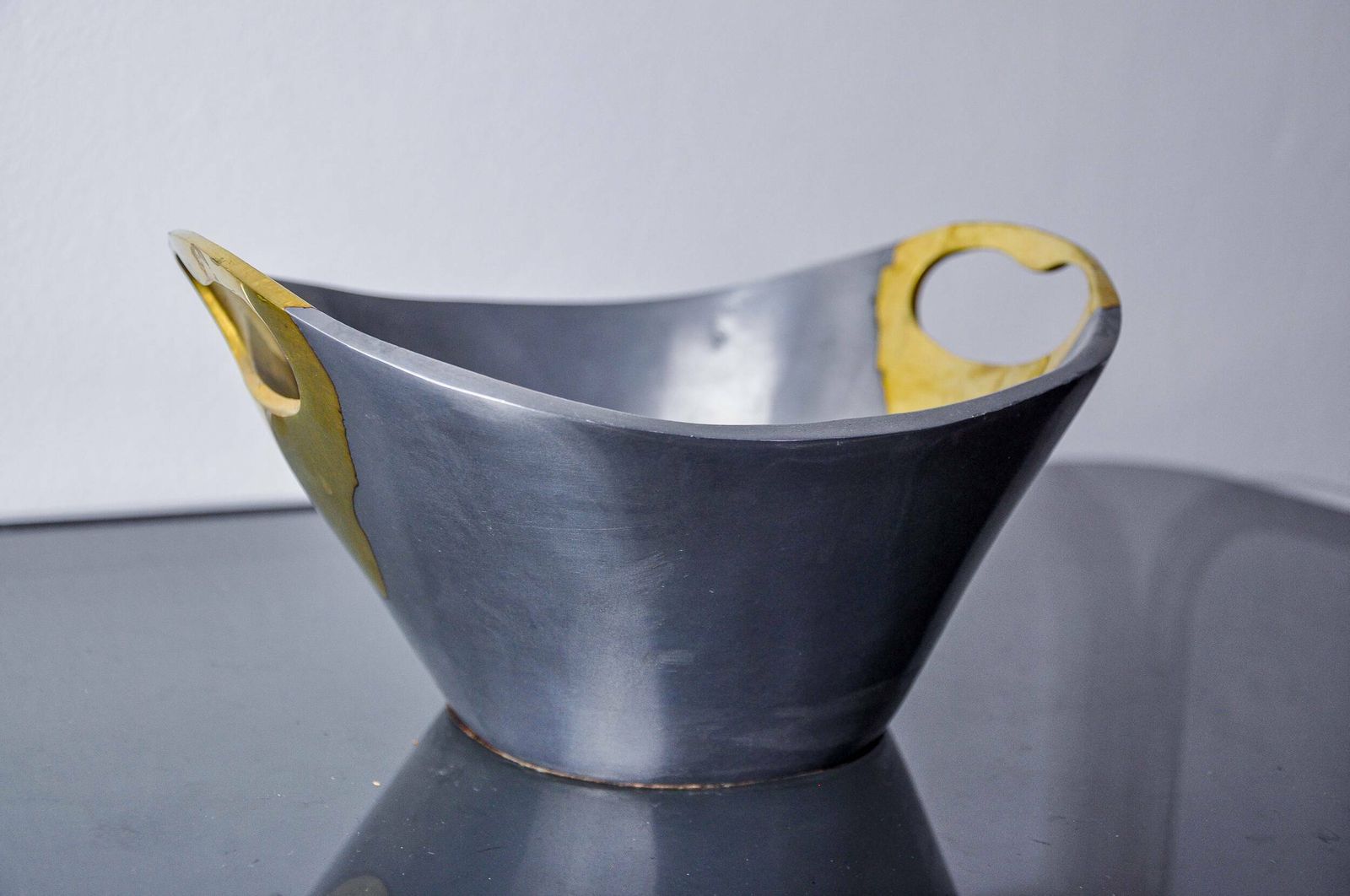 Brutalist Centerpiece By Leopold, Brass And Aluminum, Spain, 1970 photo 810.0