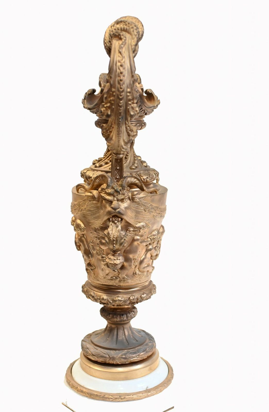 Pair French Gilt Ewers Cherub Jugs Napoleon III Vases photo vinterior