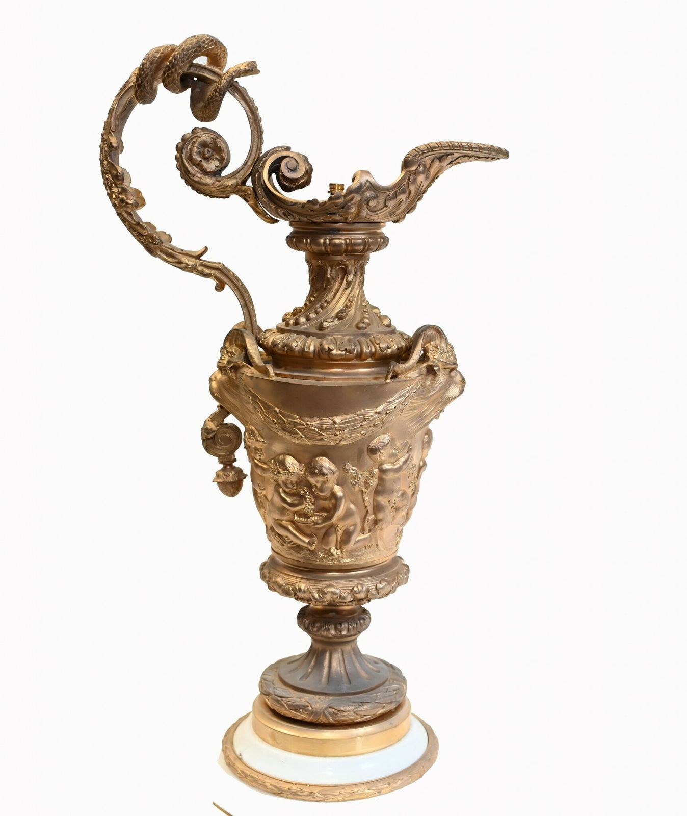 photo furniture Pair French Gilt Ewers Cherub Jugs Napoleon III Vases