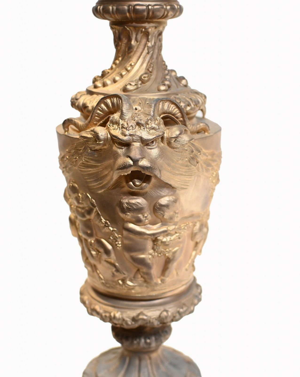 Home Decor Pair French Gilt Ewers Cherub Jugs Napoleon III Vases photo