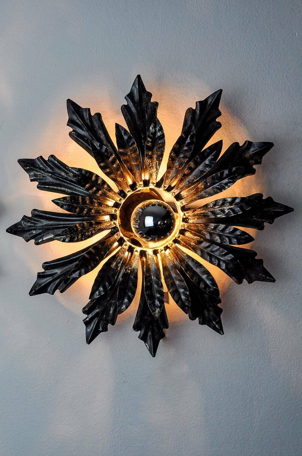 Sun And Floral Appliques By Ferro Arte, Spain, 1970 photo Lighting
