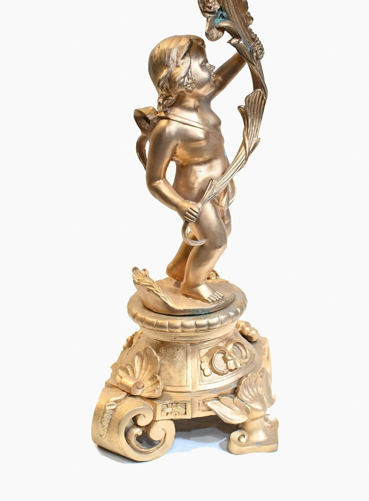 Pair French Ormolu Cherub Candelabras Cupid Louis XV photo for sale