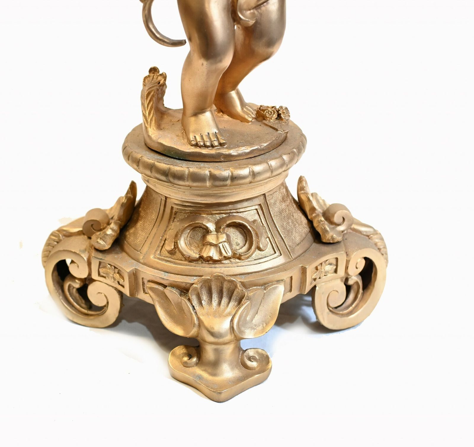Pair French Ormolu Cherub Candelabras Cupid Louis XV photo vinterior
