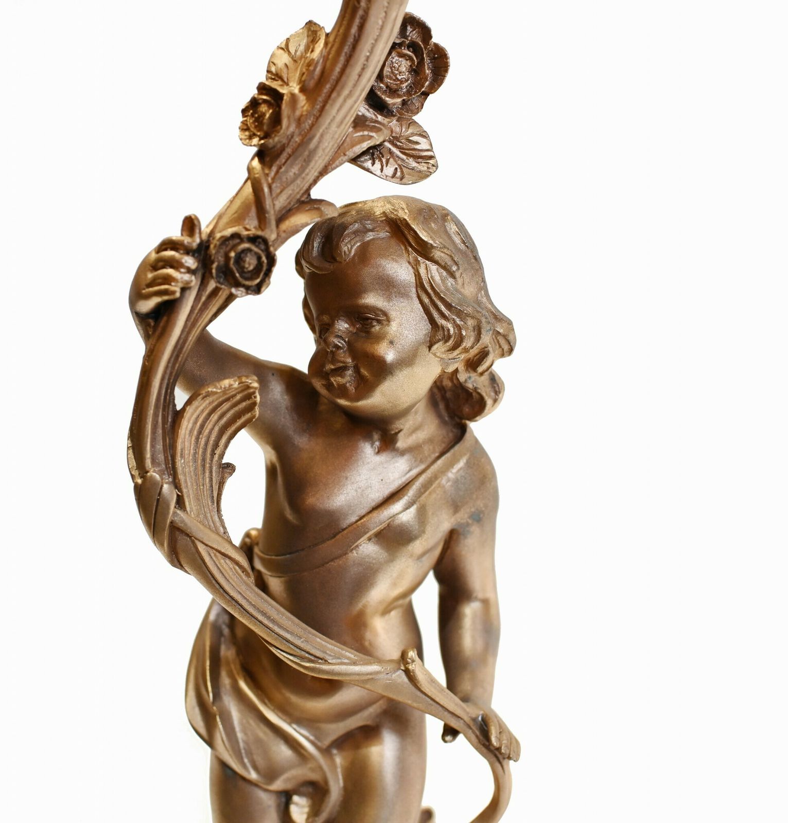 Pair French Ormolu Cherub Candelabras Cupid Louis XV photo vintage