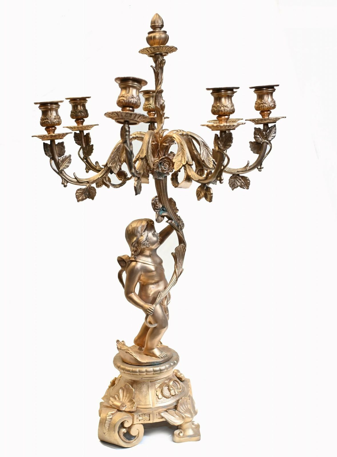 photo vinterior Pair French Ormolu Cherub Candelabras Cupid Louis XV