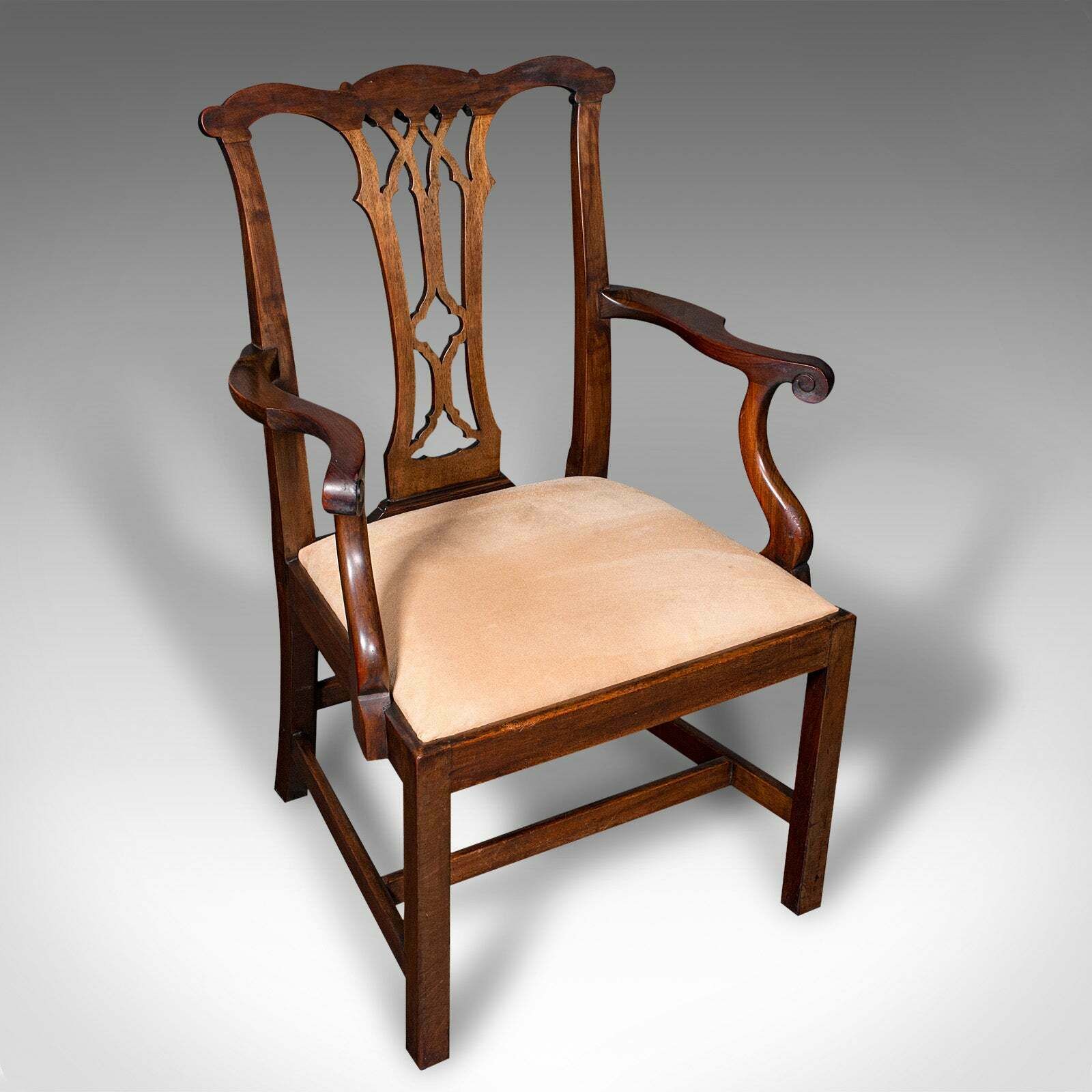 Pair Of Antique Morning Room Elbow Chairs, English, Chippendale Taste, Victorian photo for sale