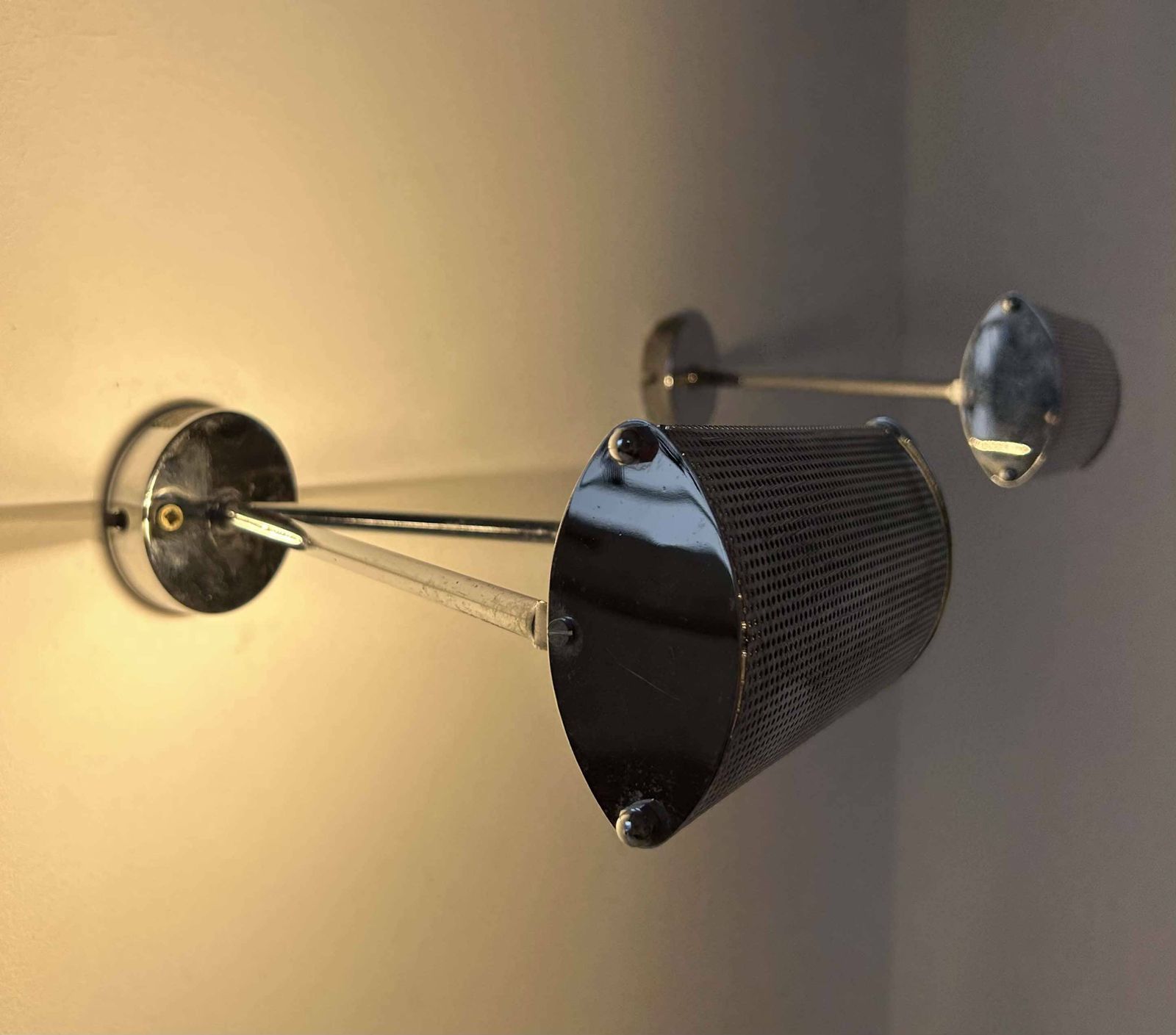 Pair Of Vintage Adjustable Wall Lights, Chromed Metal, France 1970 photo 317.0