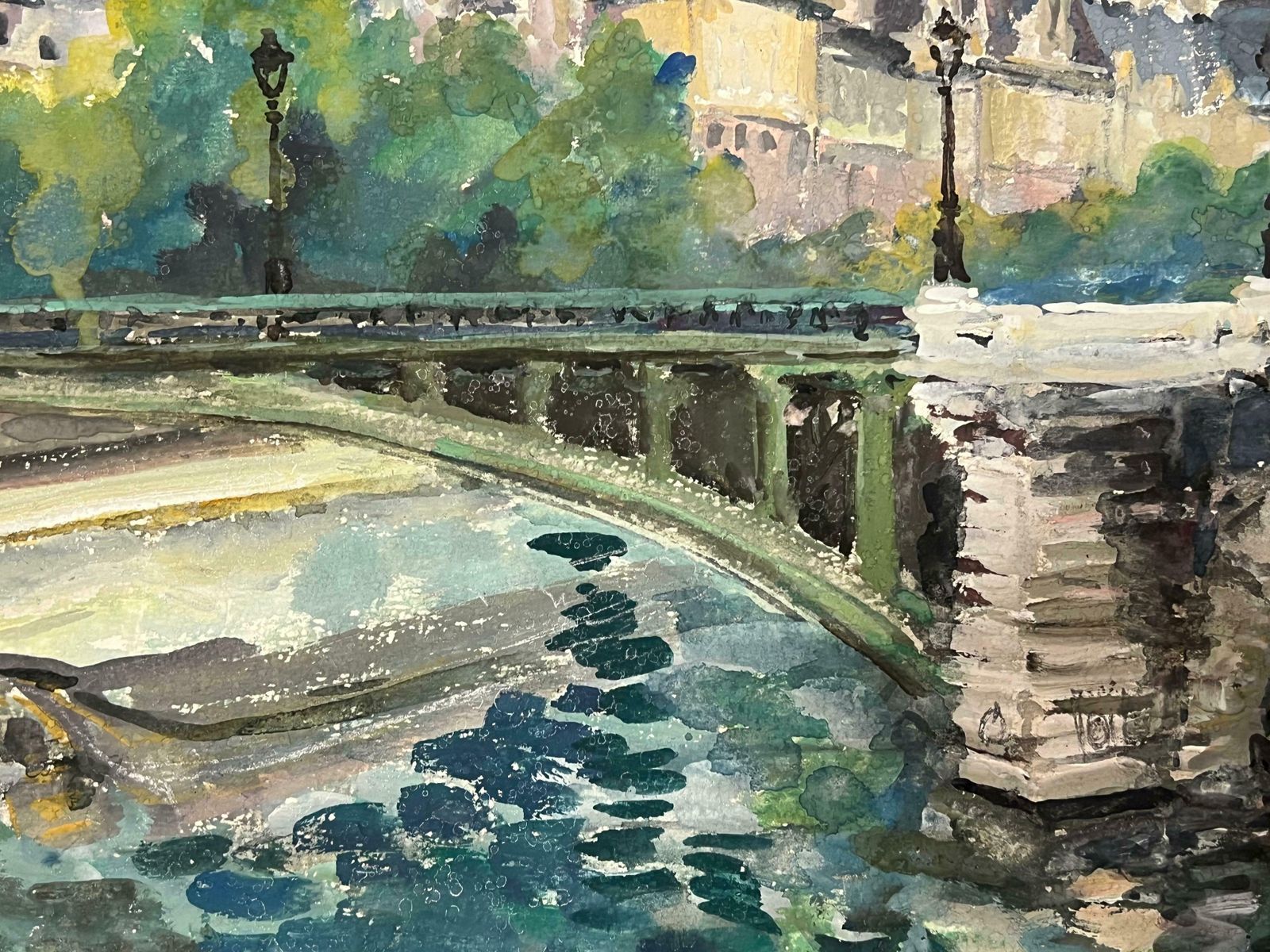 Regine Davidparis City Skyline River Seine Beautiful French Impressionist Painting1950's photo vinterior