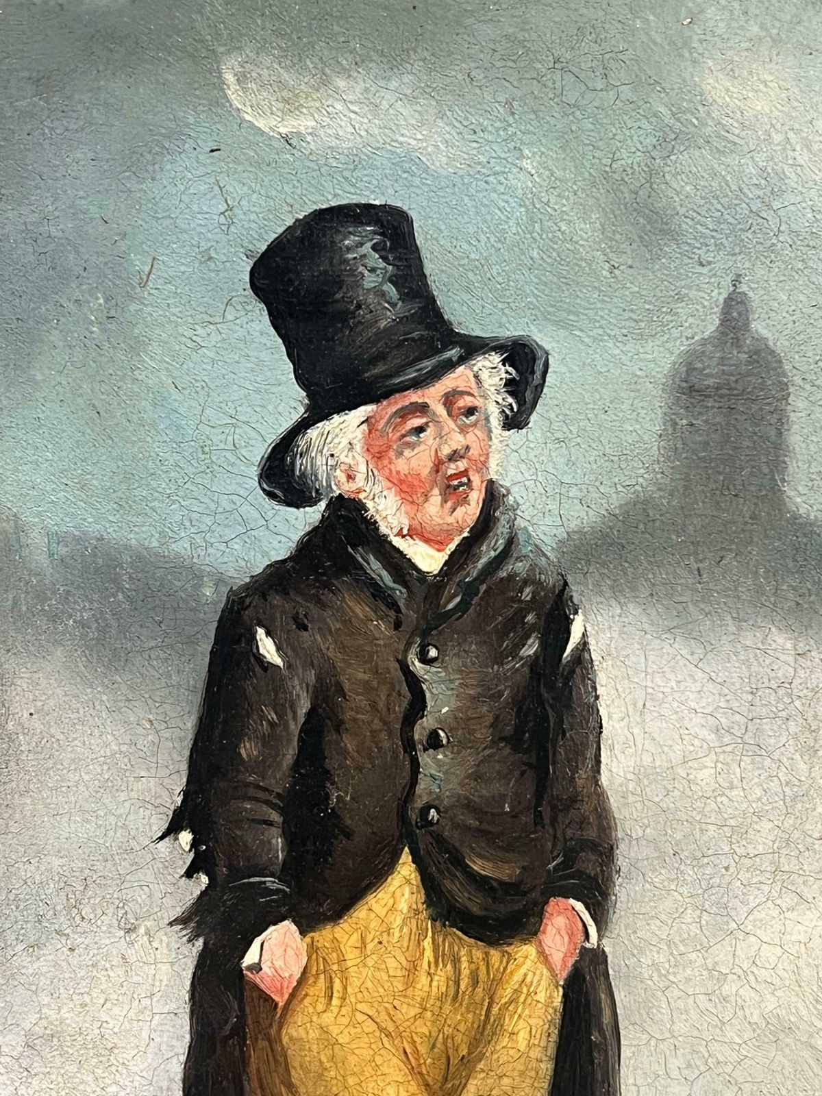 Philip Henry Rideoutvictorian Oil Painting Of Top Hat Gentleman Strolling In Misty London Streets19th Century photo 865.0