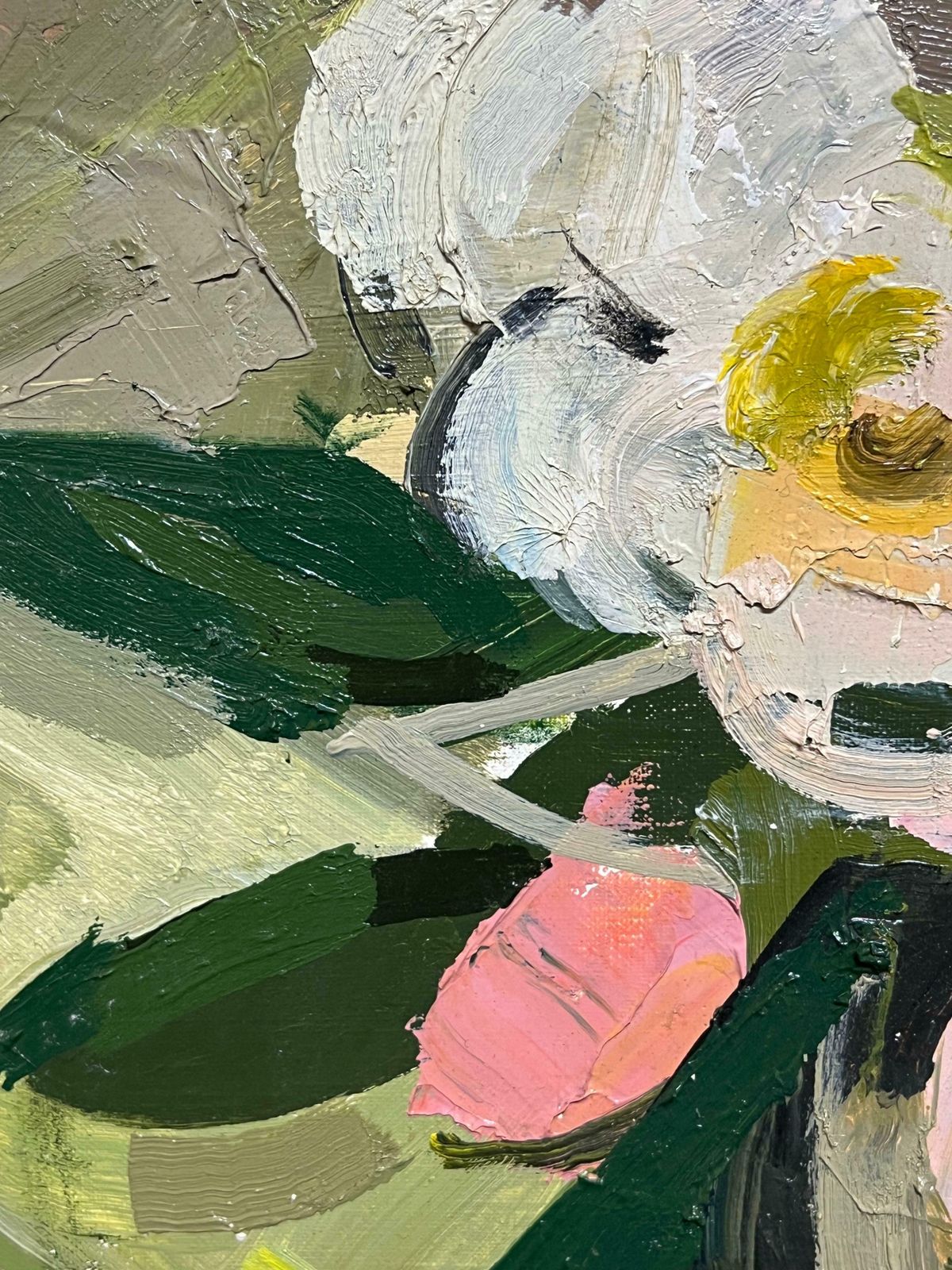 René Guinand (1892 1983)abstract Modernist Floral Still Life Geometric Oil Painting Soft Pastel Colors1977 photo 937.0