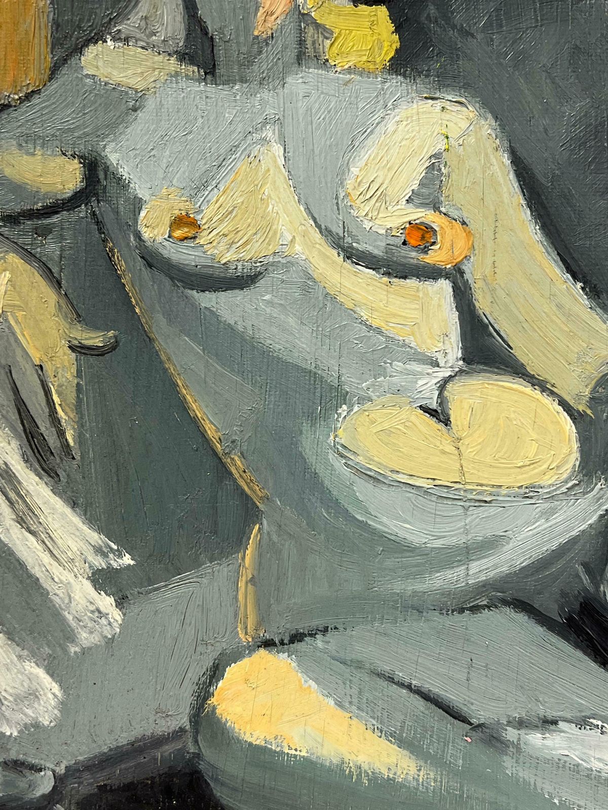 Therese Hummel Mid 20th C French Oil Cubist Nude Portrait Of A Blonde Woman In A Grey Interior1950 photo 850.0