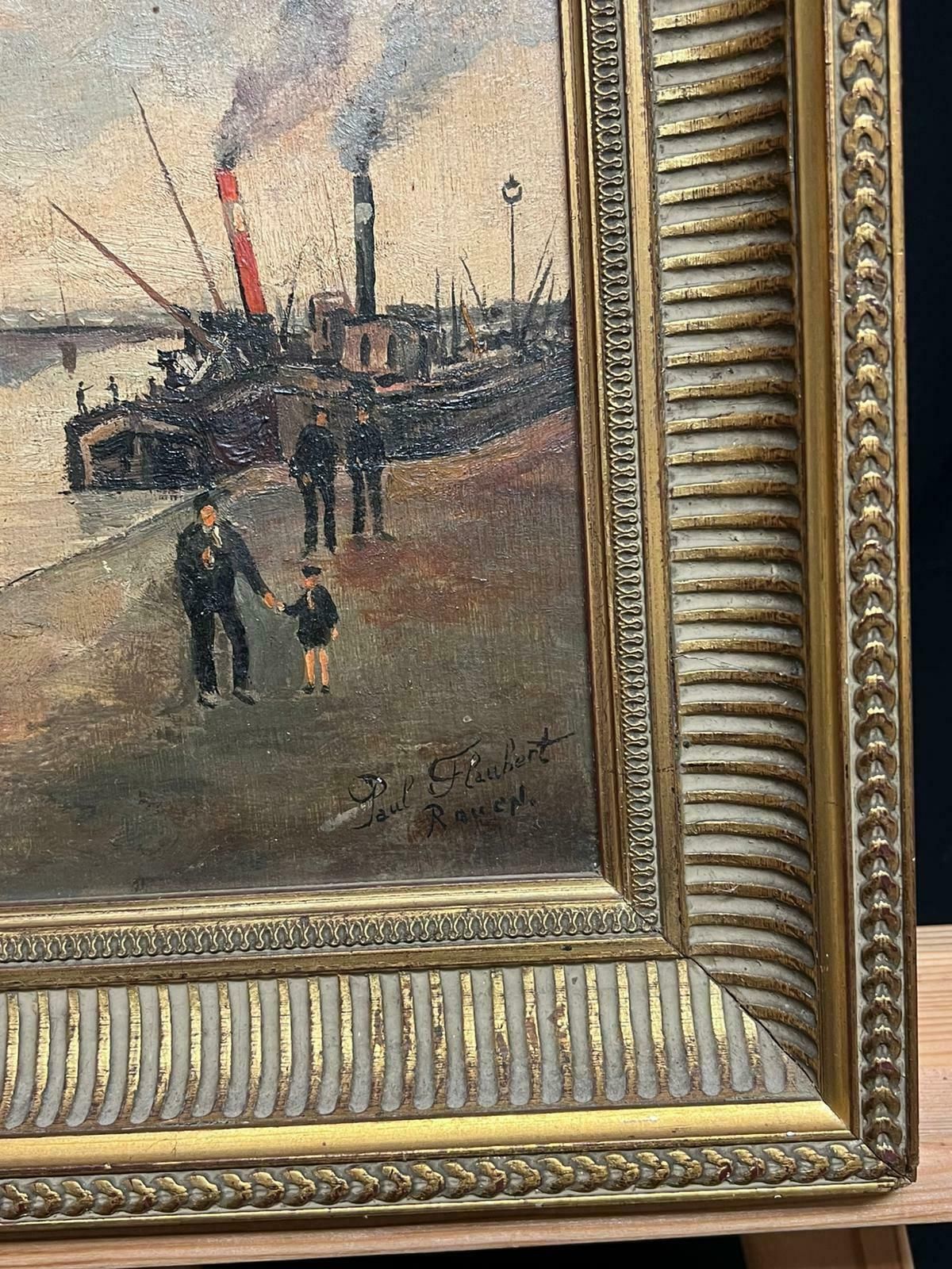 Art Paul Flaubertview Of Early Rouen, France 20th Century Riverfront Scene With Steamboats20th Century photo