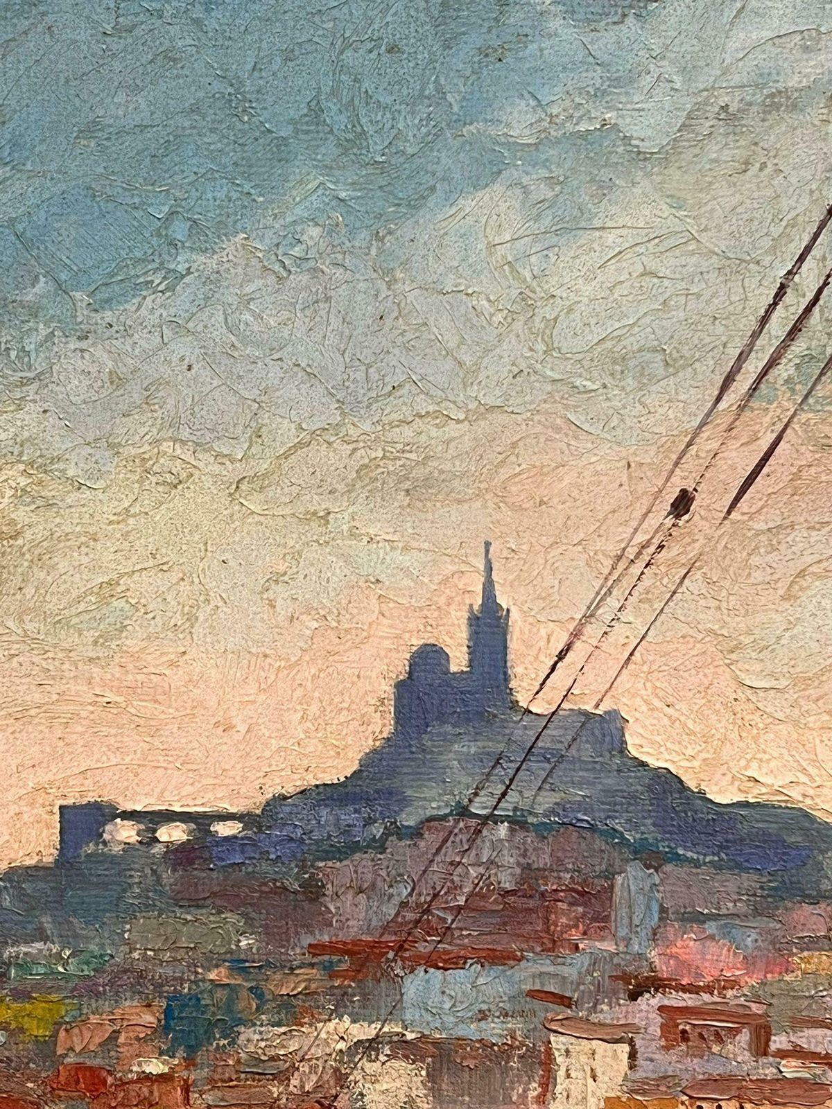 photo furniture French Schoolmid Century French Oil Painting Marseille Sunny Harbour With Fishing Boats