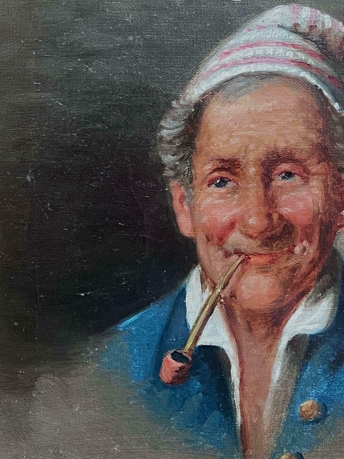 19th Century Italian Schoolantique Italian Portrait Of Old Fisherman With Pipe Characterful Chap19th Century photo 509.0
