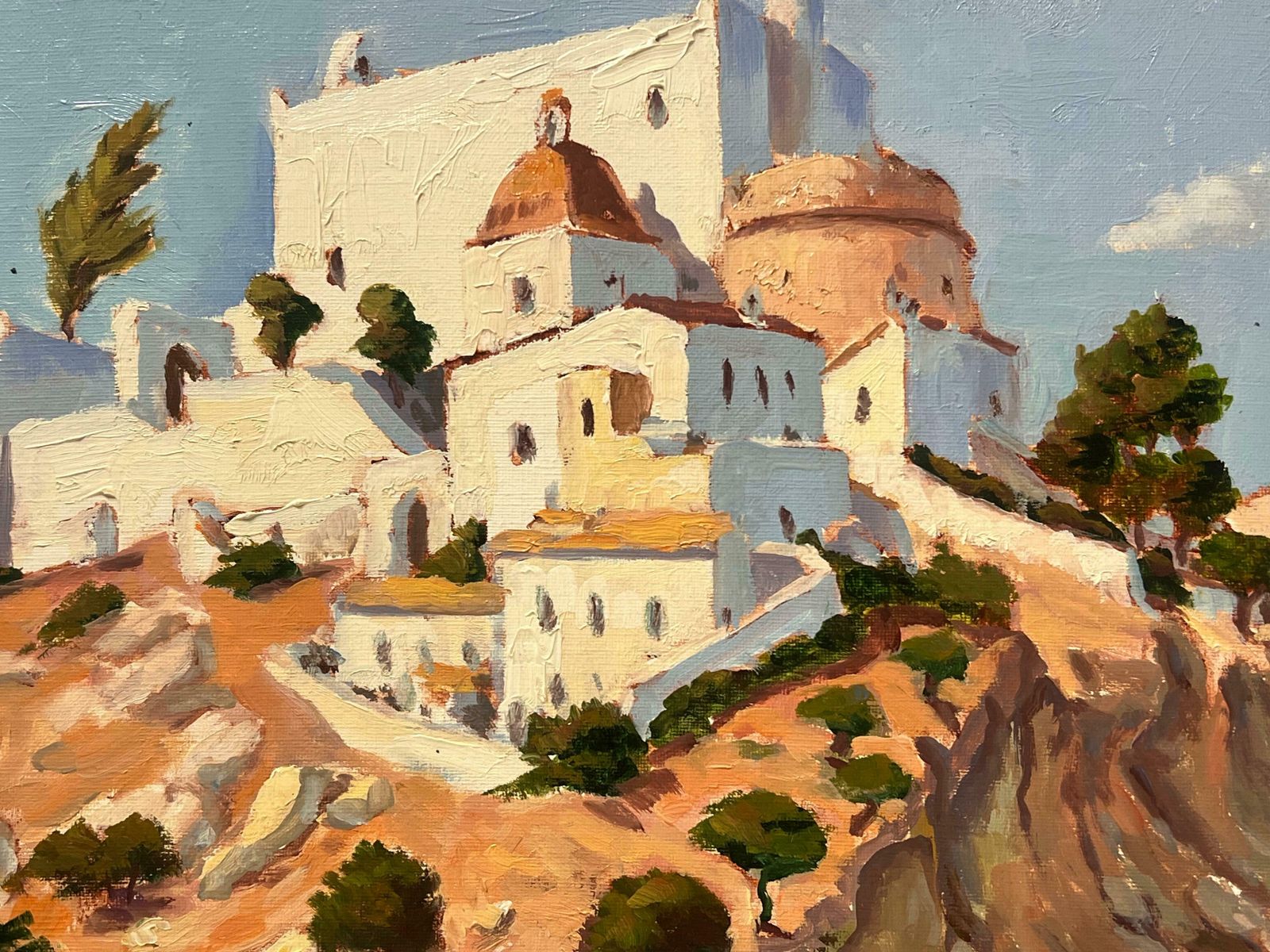 Georges Bordonovefrench Post Impressionist Oil Painting Spanish Hill Top Ancient Med Village photo for sale