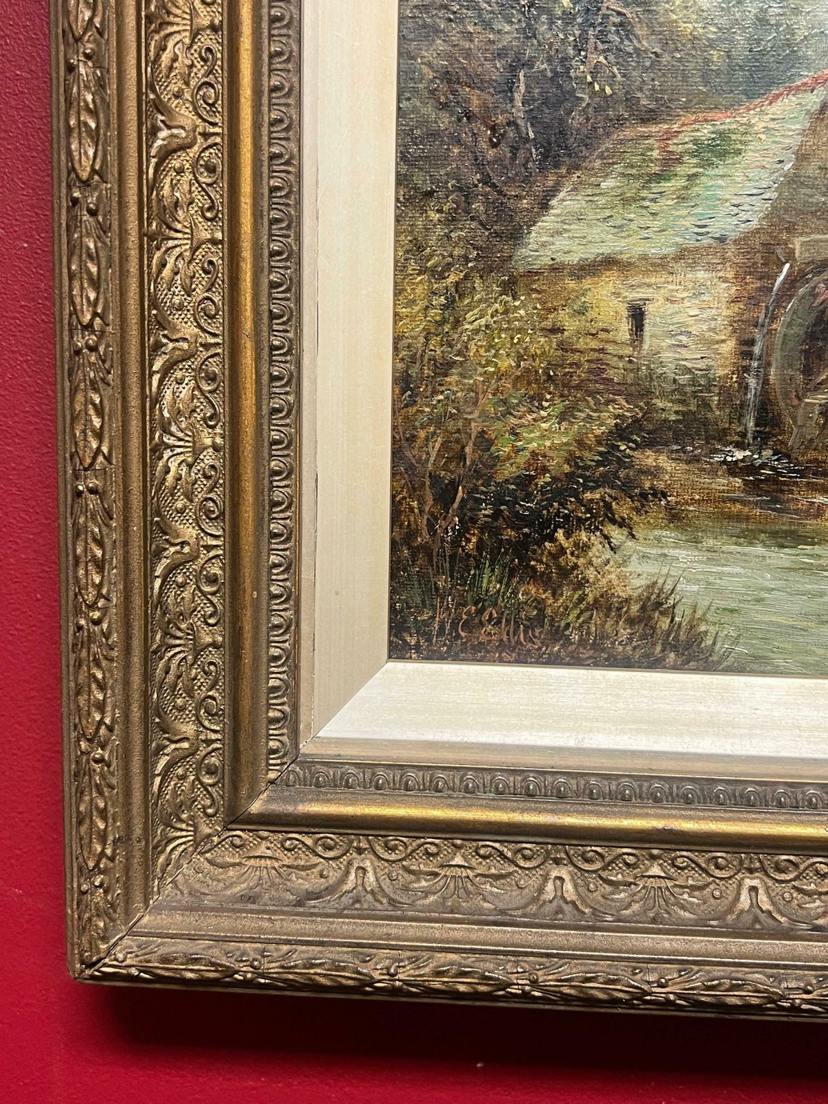 photo for sale Welsh School19th Century Welsh Oil Landscape With Rustic Watermill With Figure By The Stream19th Century