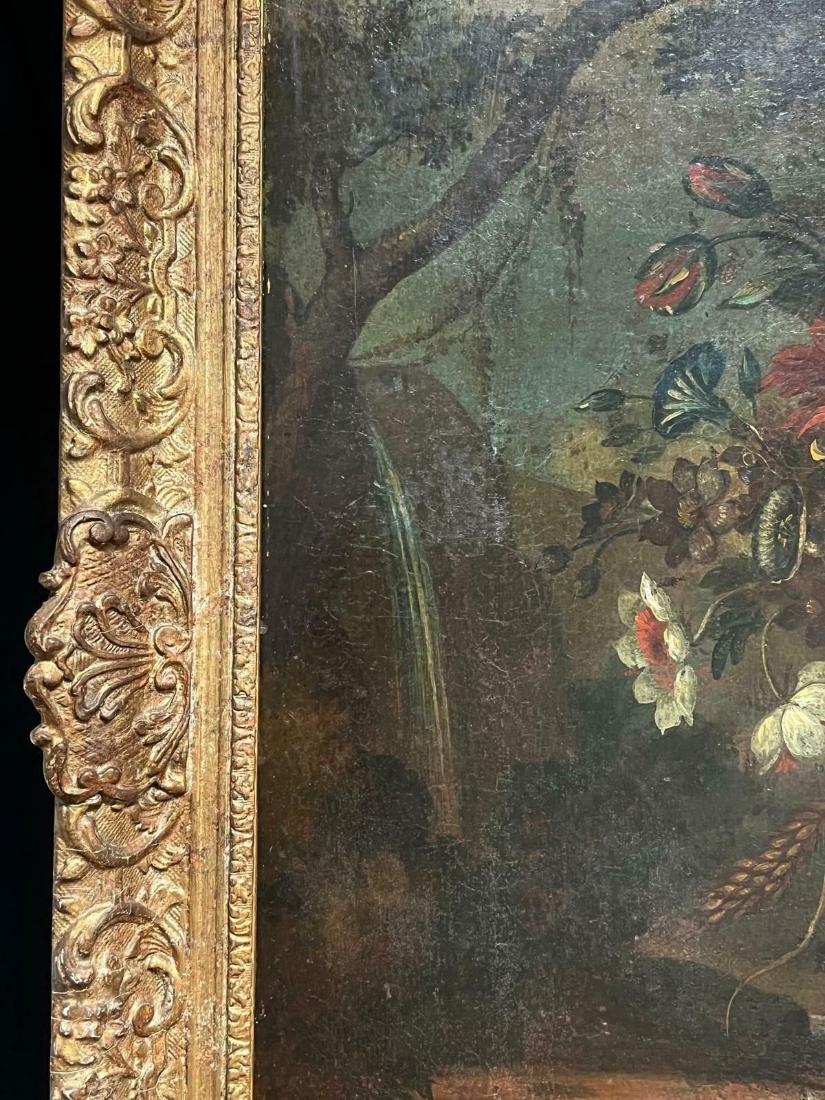 photo for sale French School18th Century Baroque Oil Still Life Flowers Floral Arrangement In An Ornate Urn18th Century