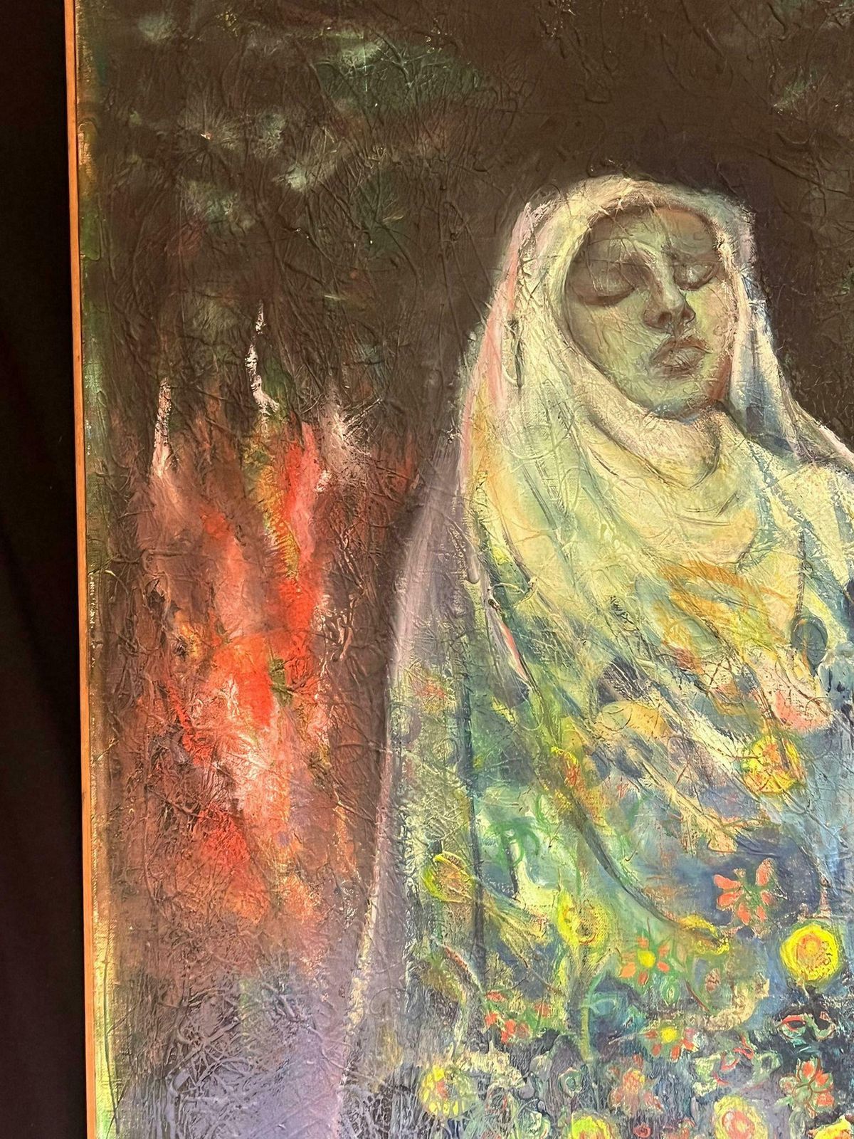 photo buy French Schoolhuge Portrait Veiled Female In Dreamlike Fusion Of Spirituality And Nature1970's