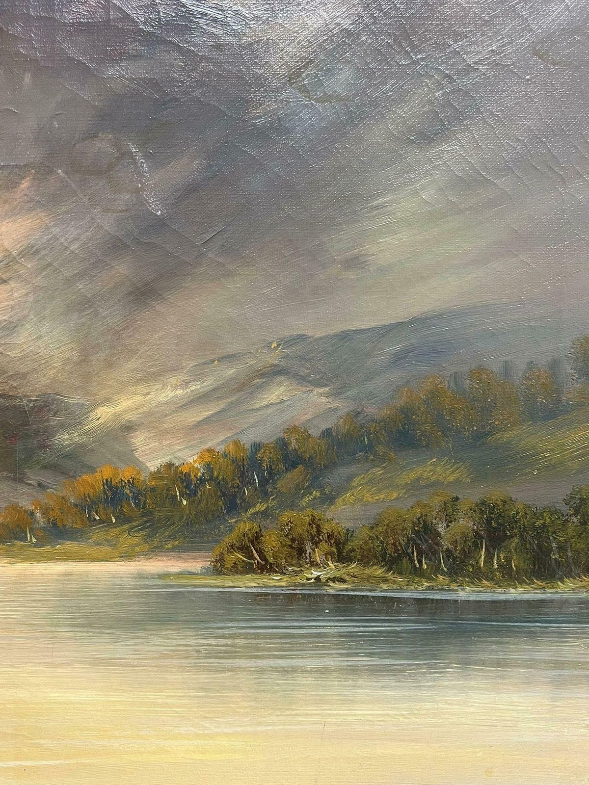 F. E. Jamiesonantique Scottish Highland Landscape Oil Painting Figure By Loch Cottage1920's photo buy