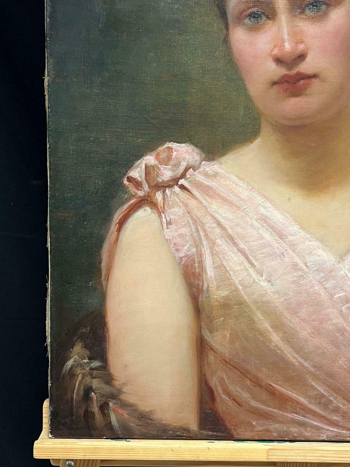 French School19th Century French Portrait Of A Lady In Pink Silk Gown Belle Epoque Period1893 photo Art