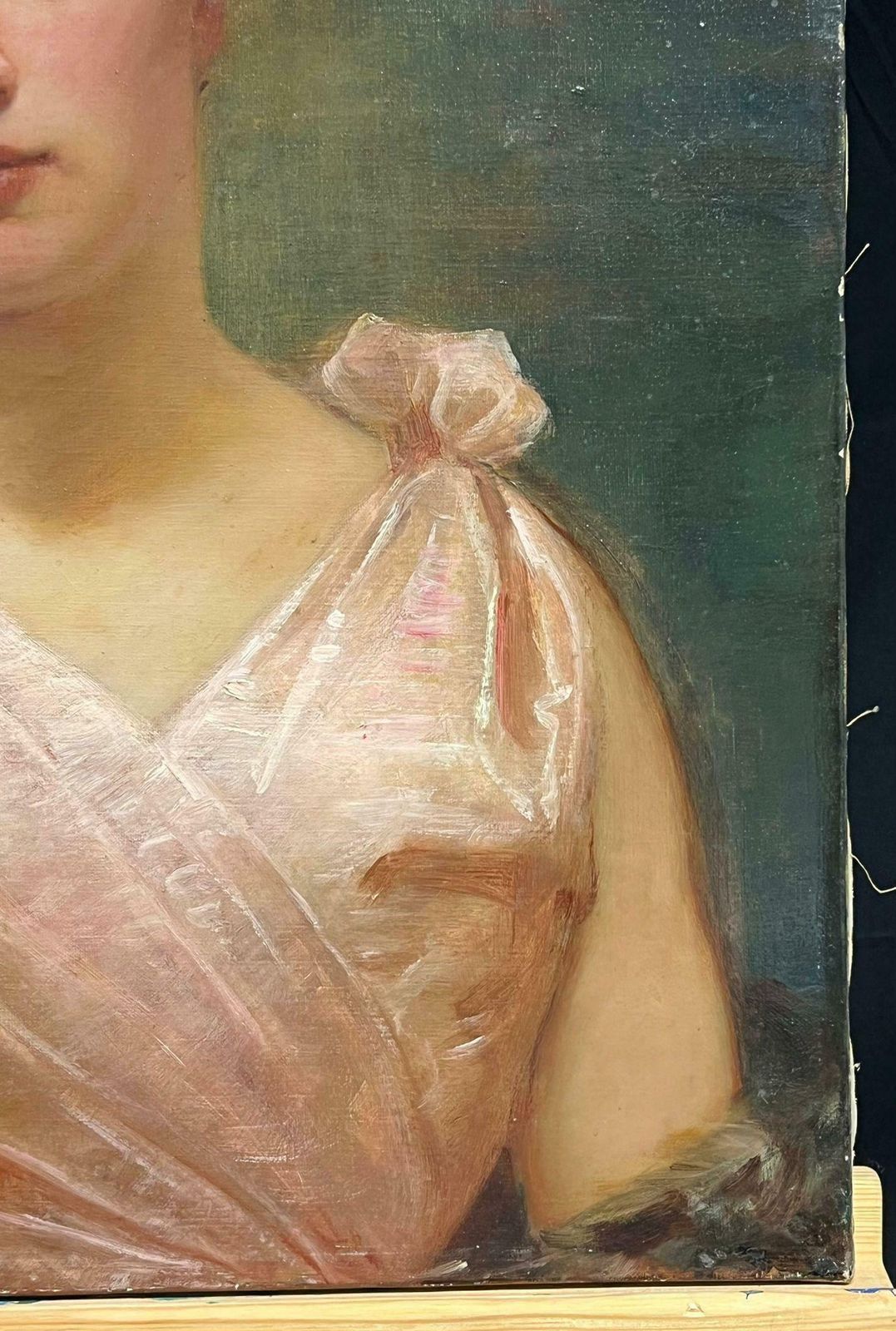 French School19th Century French Portrait Of A Lady In Pink Silk Gown Belle Epoque Period1893 photo 1800.0