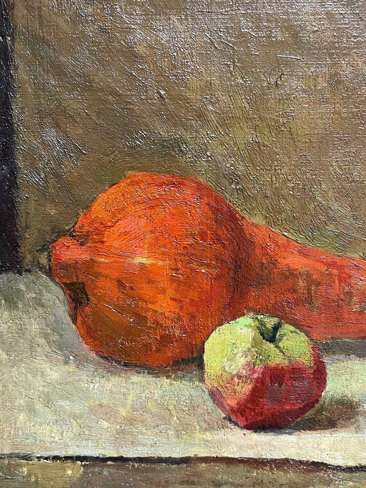 French School1930's French Post Impressionist Oil Still Life Fruit & Portrait Of Van Gogh1930's photo for sale