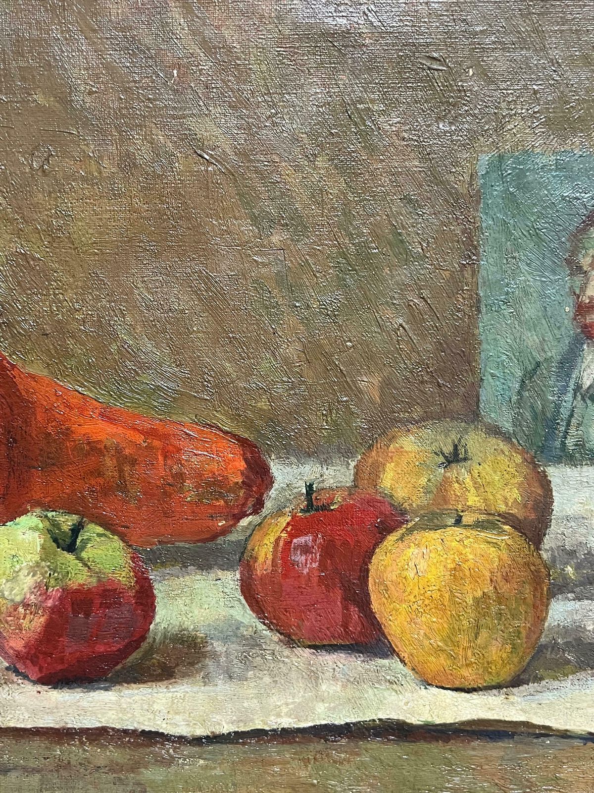 French School1930's French Post Impressionist Oil Still Life Fruit & Portrait Of Van Gogh1930's photo Art