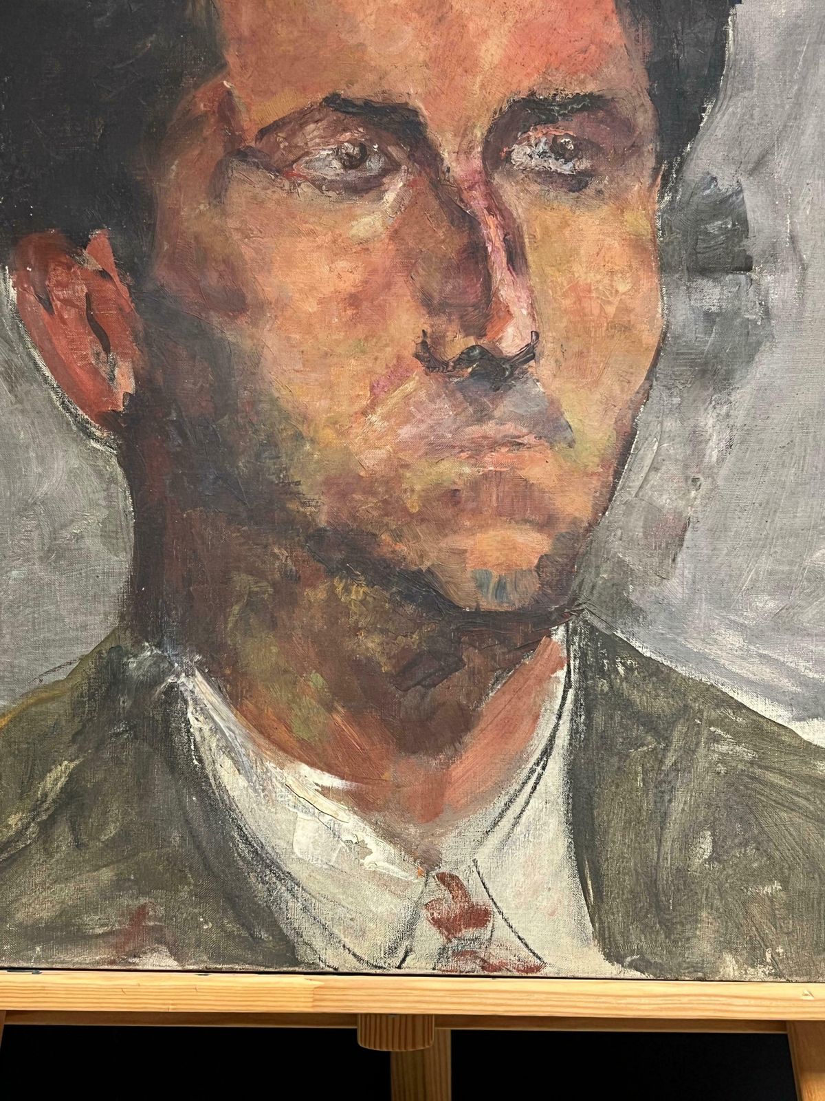 Simone Forgeexpressive Male Portrait Mid 20th Century French Oil Painting Mid 20th Century photo vintage