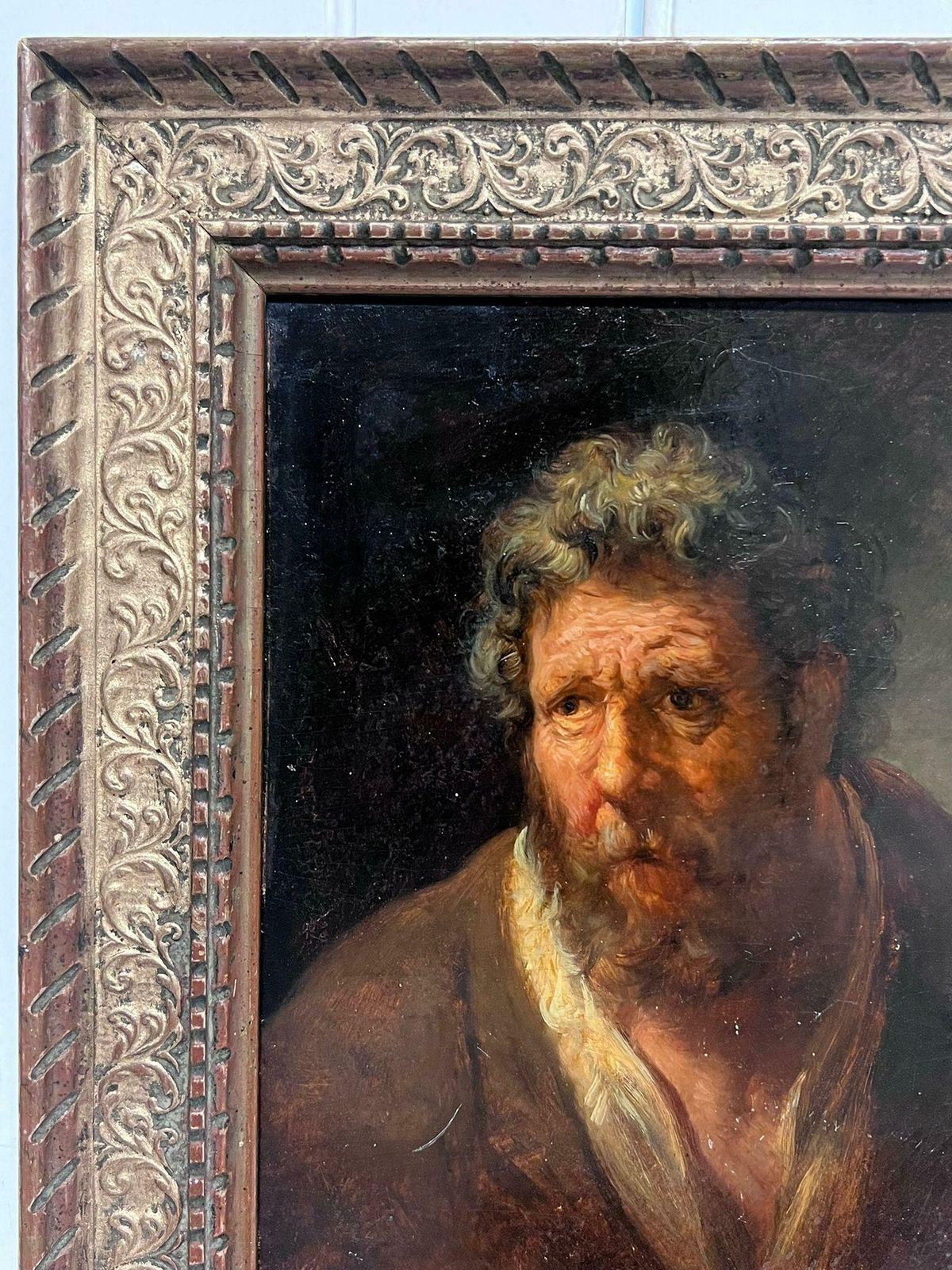 Italian 19th Centuryearly 1800's Italian Oil Painting Portrait Of Bearded Man Saint Peter Apostle photo for sale