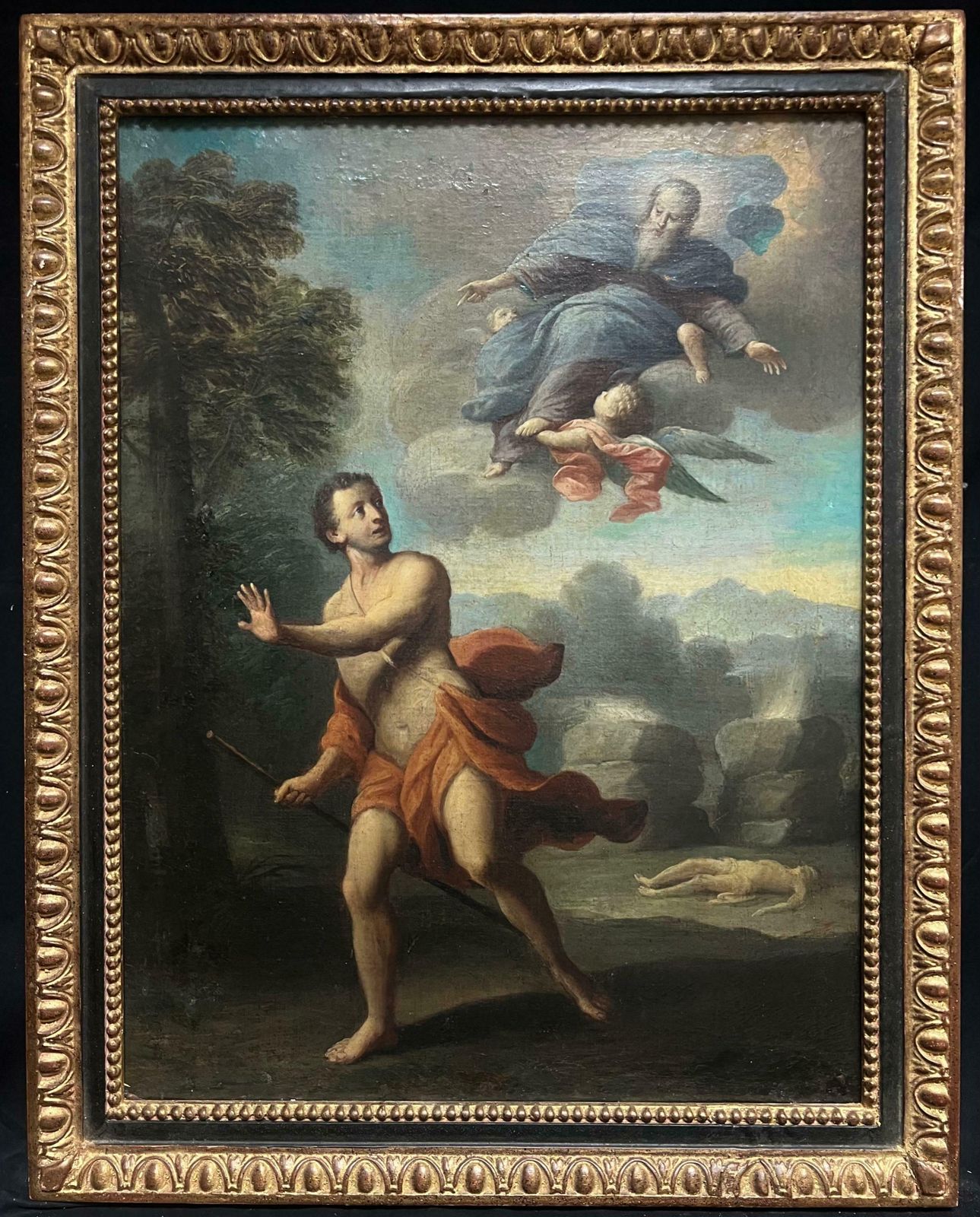 French Schoolfrench 17th Century Baroque Period Old Master Oil Painting Archery Figure 17th Century