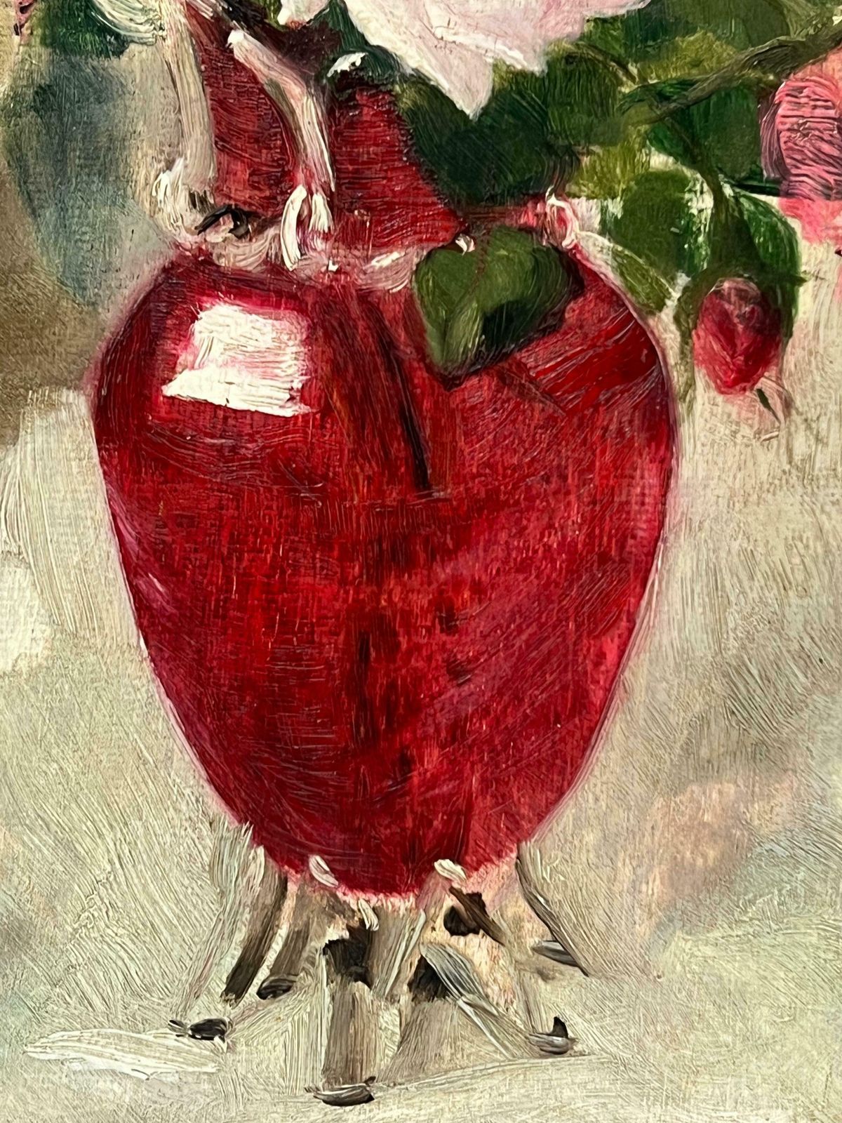 photo furniture French Late 19th Century Schoolfrench 19th Century Impressionist Oil Roses In Red Vase1890's