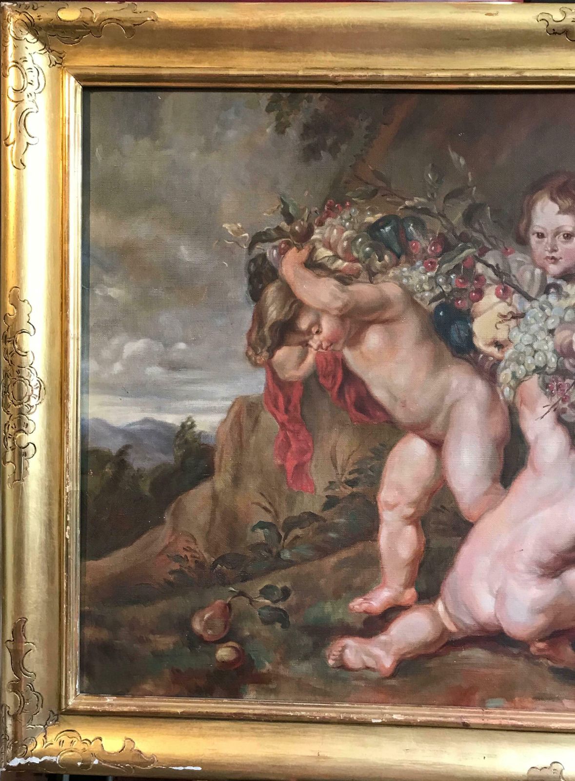 Unknowncupids Playing Very Large Bacchanal Rococo Scene Antique Oil Paintingc.1900's photo buy