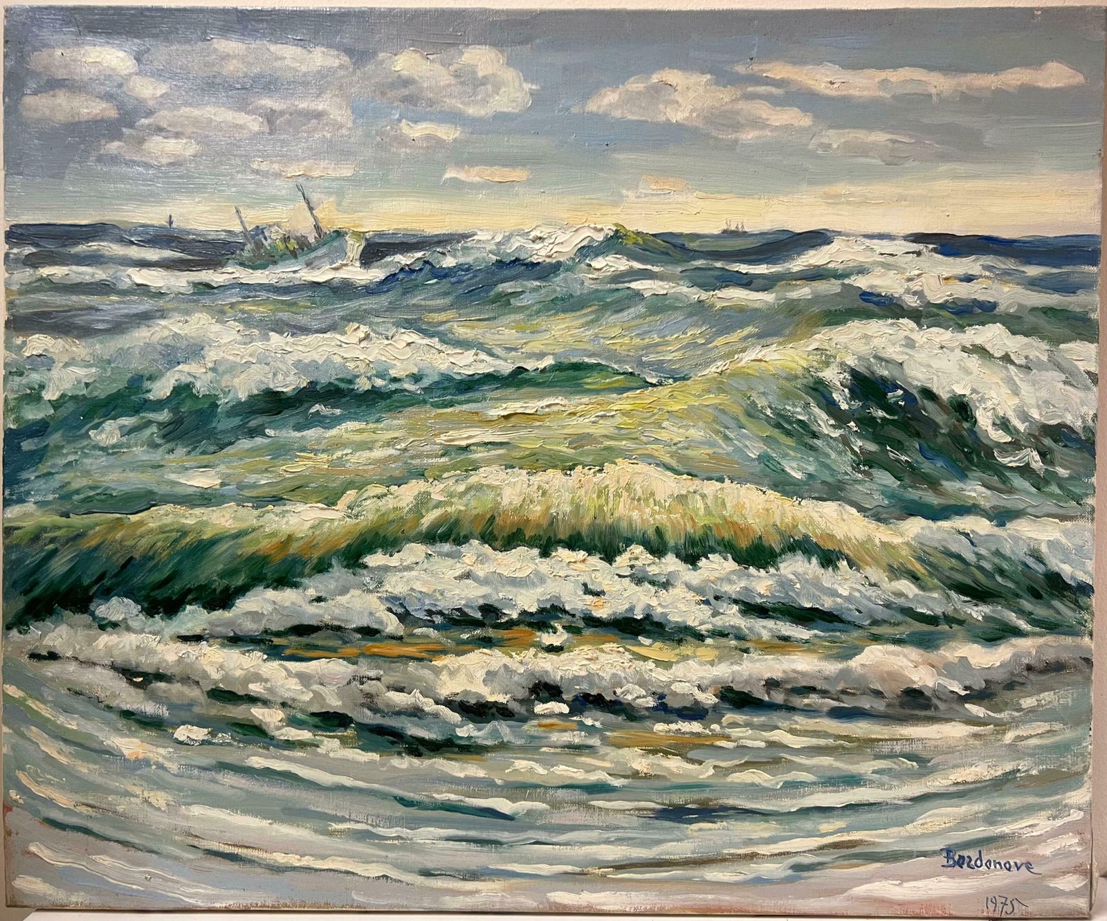 Georges Bordonovefrench Post Impressionist 20th Century Oil Painting Heaving Waves Crashing Seas photo furniture