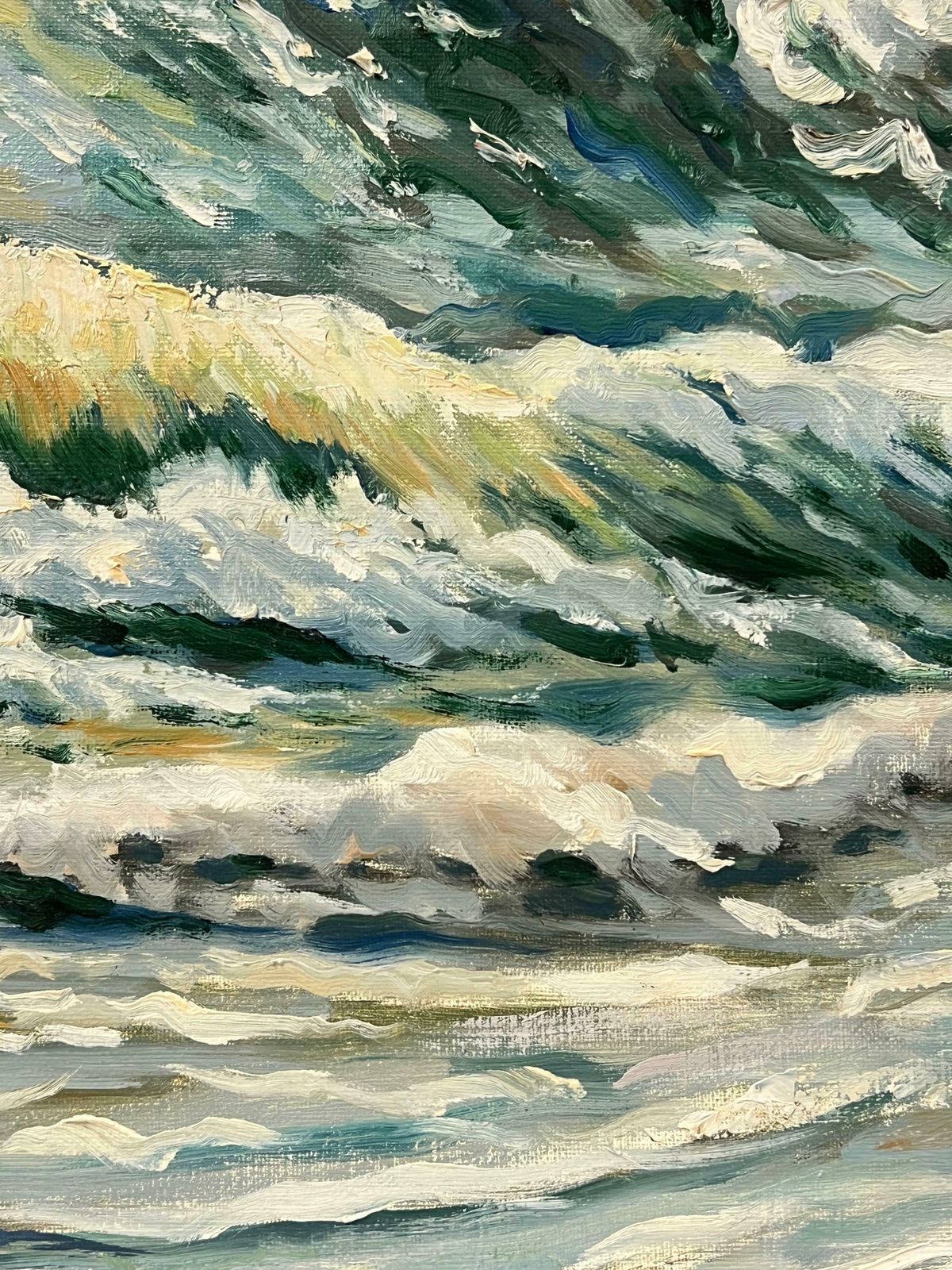Georges Bordonovefrench Post Impressionist 20th Century Oil Painting Heaving Waves Crashing Seas photo vintage