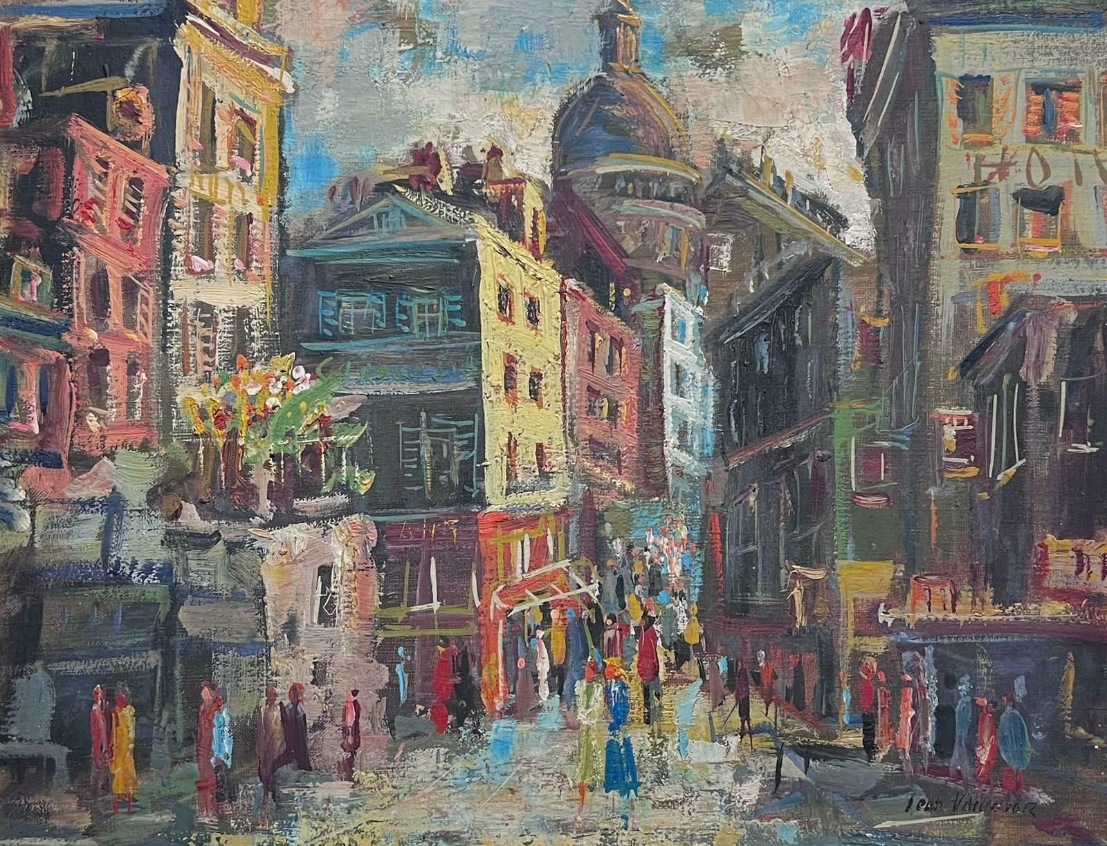 French School1960's Vibrant Paris Busy Street Scene Large Oil Painting In Modern Frame1960's photo buy